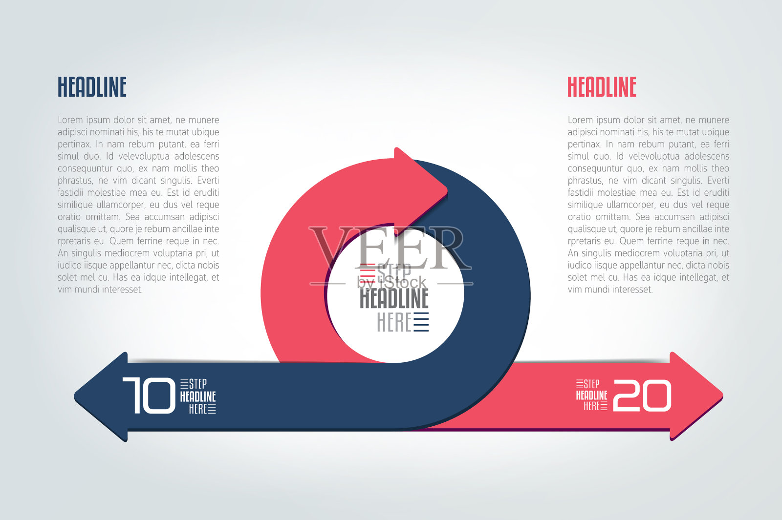 圆分两个箭头信息图插画图片素材