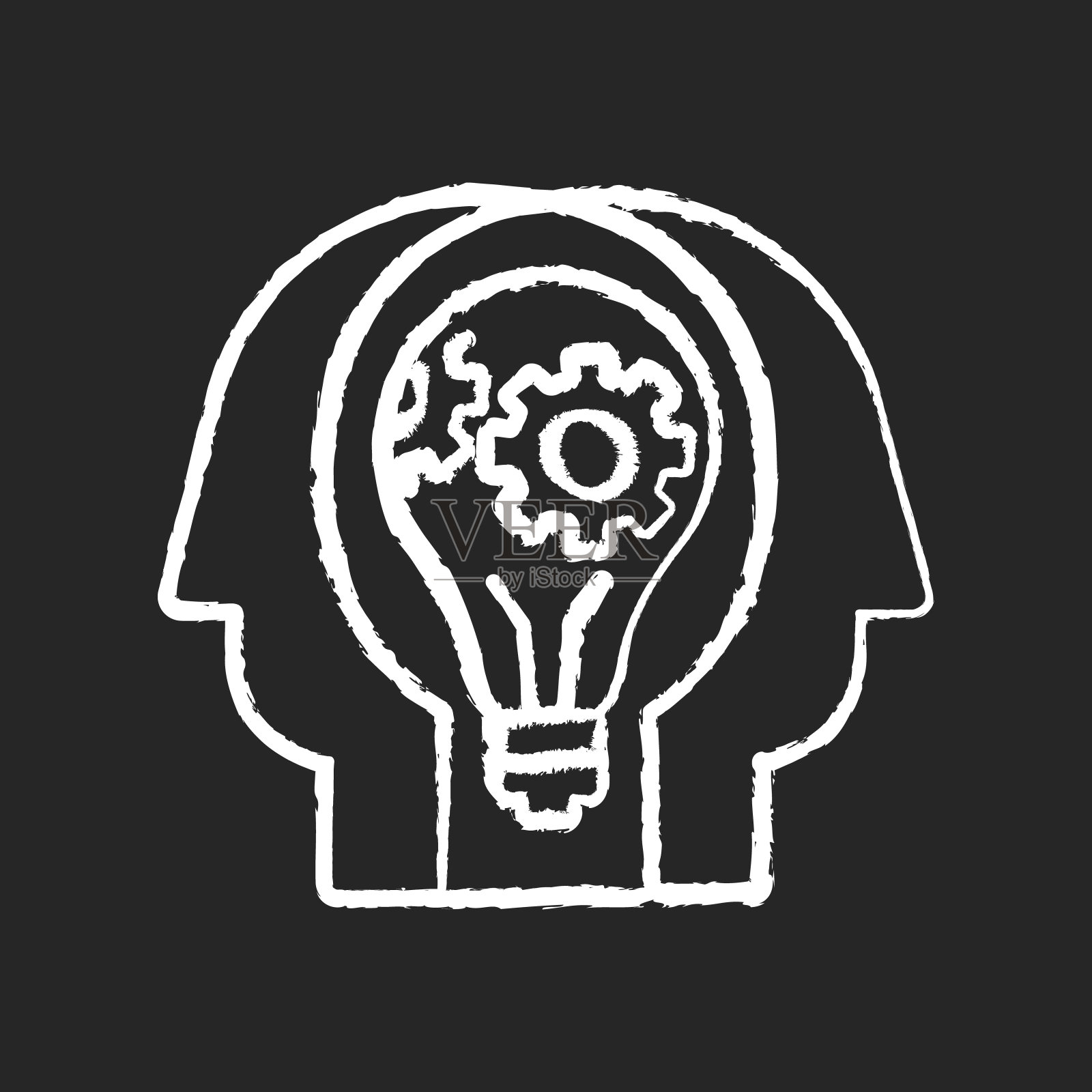 创意协作粉笔白色图标上的黑色背景插画图片素材