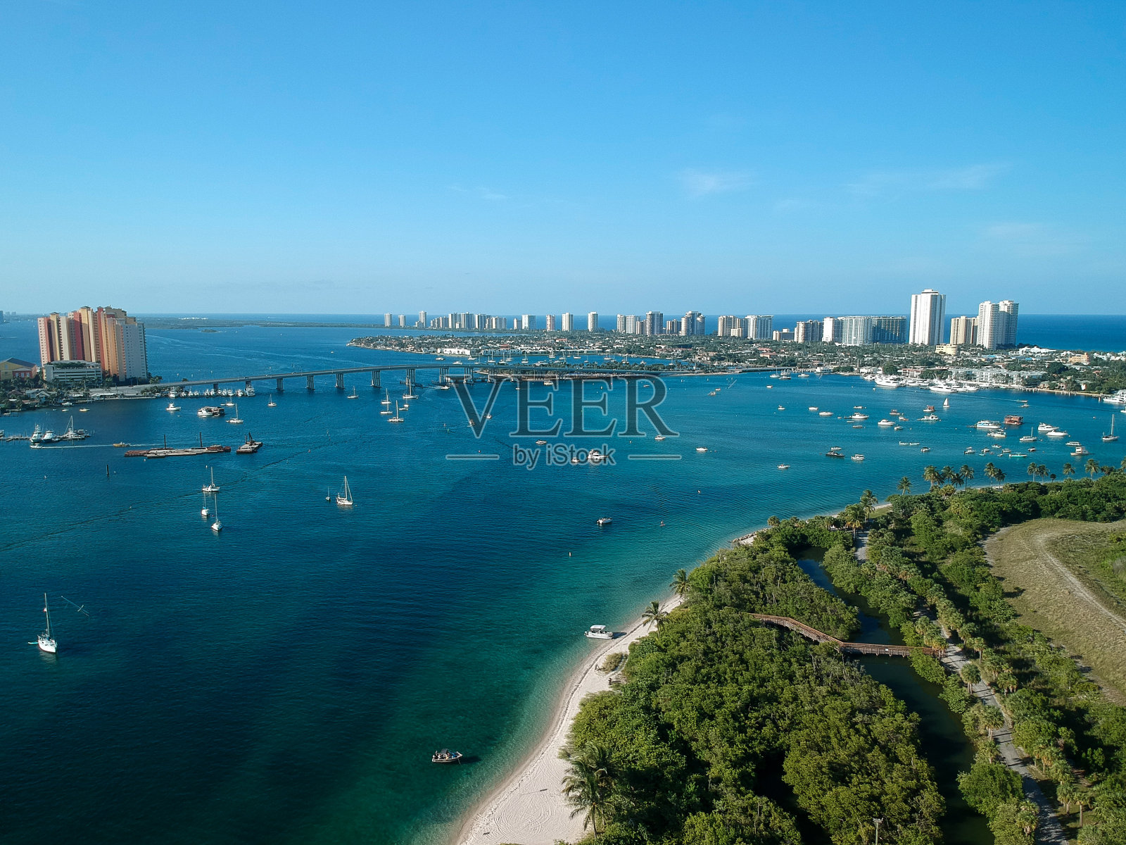 西棕榈滩辛格岛的无人机摄影照片摄影图片