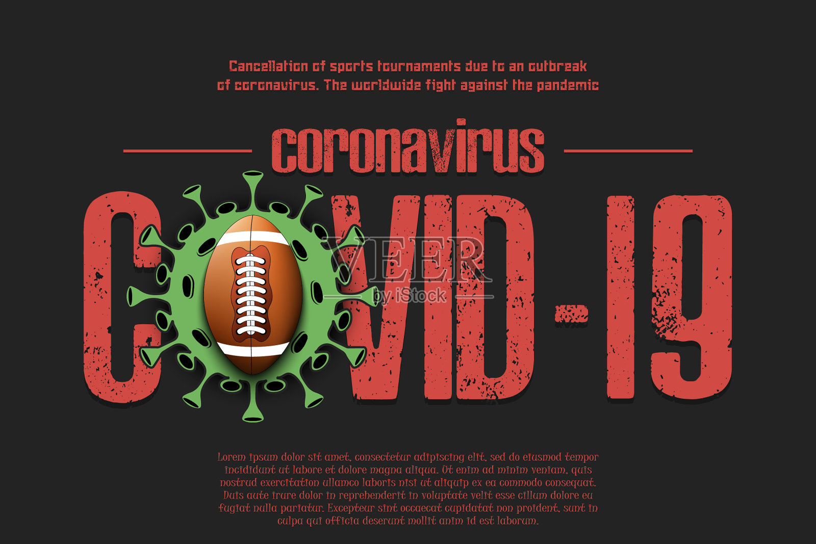 COVID-19冠状病毒标志用足球插画图片素材