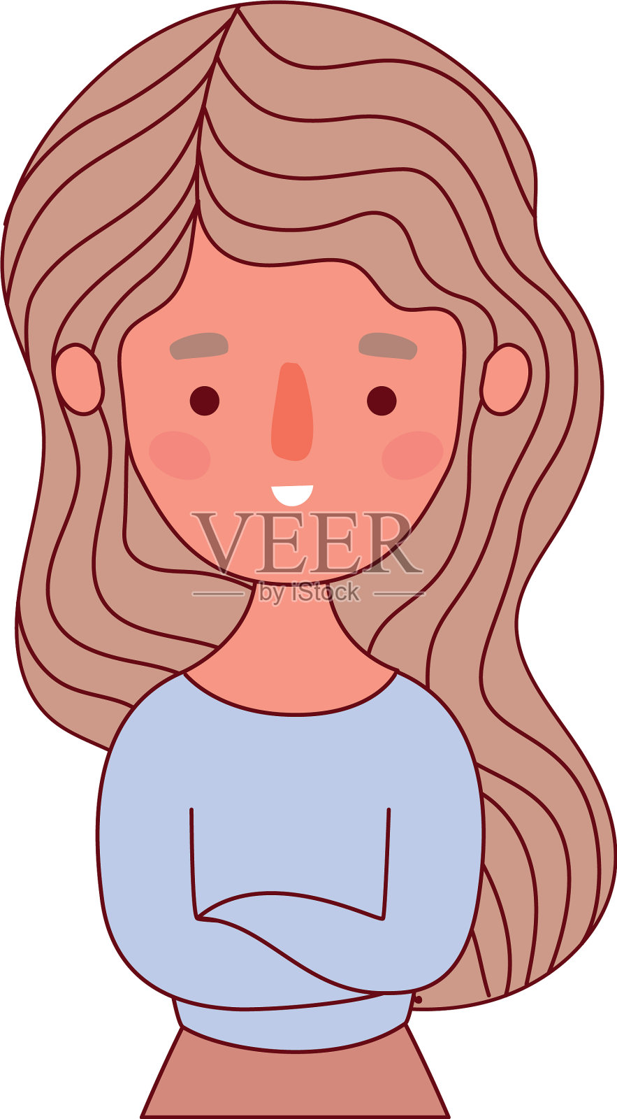 阿凡达女性卡通与棕色头发设计插画图片素材