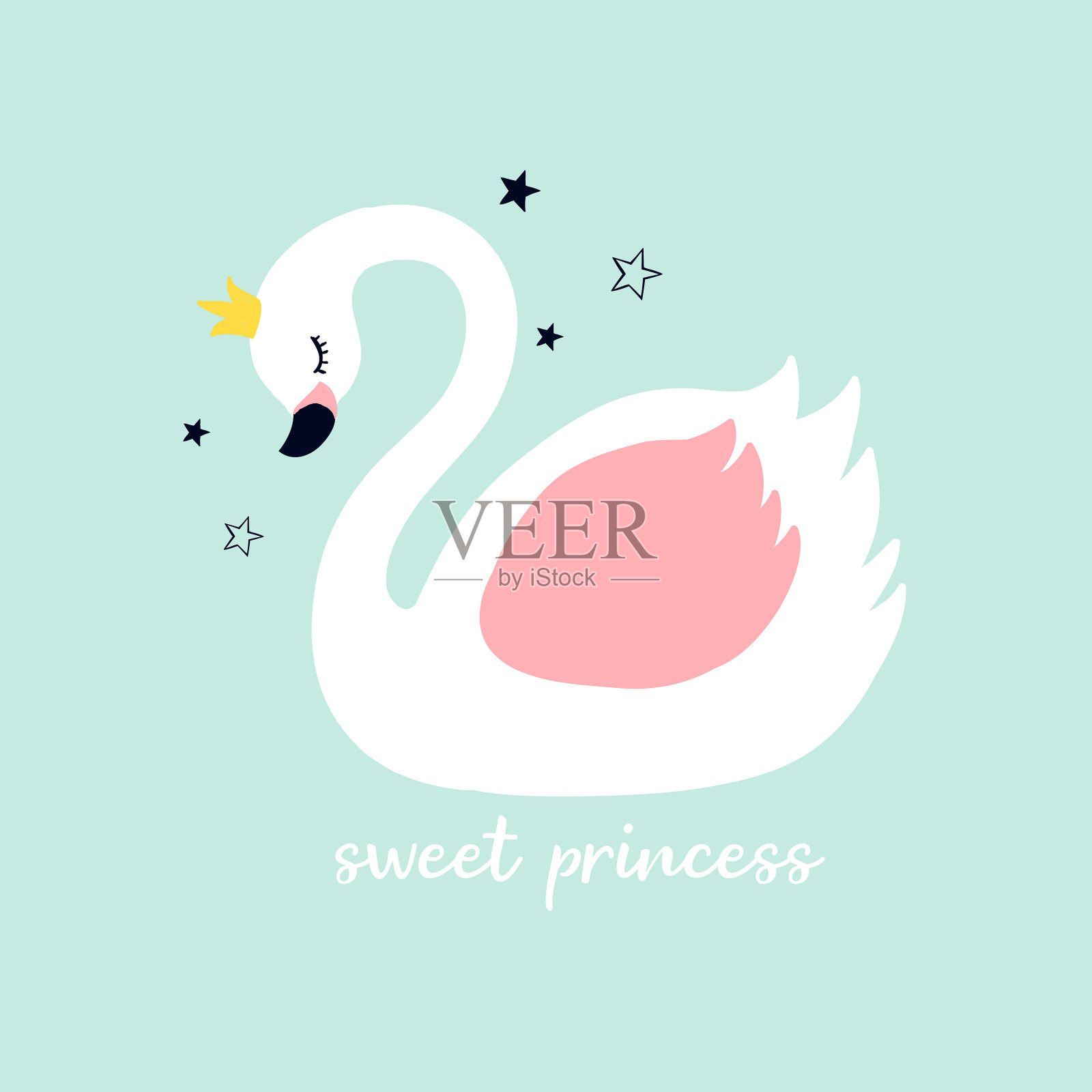 t恤设计天鹅插画图片素材