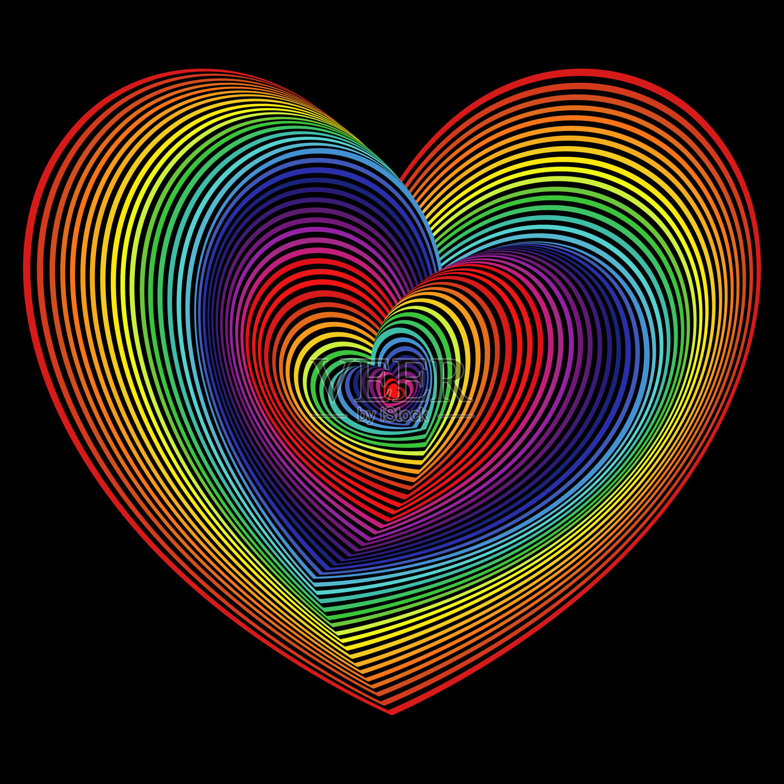 扭曲谱心形状的黑色插画图片素材