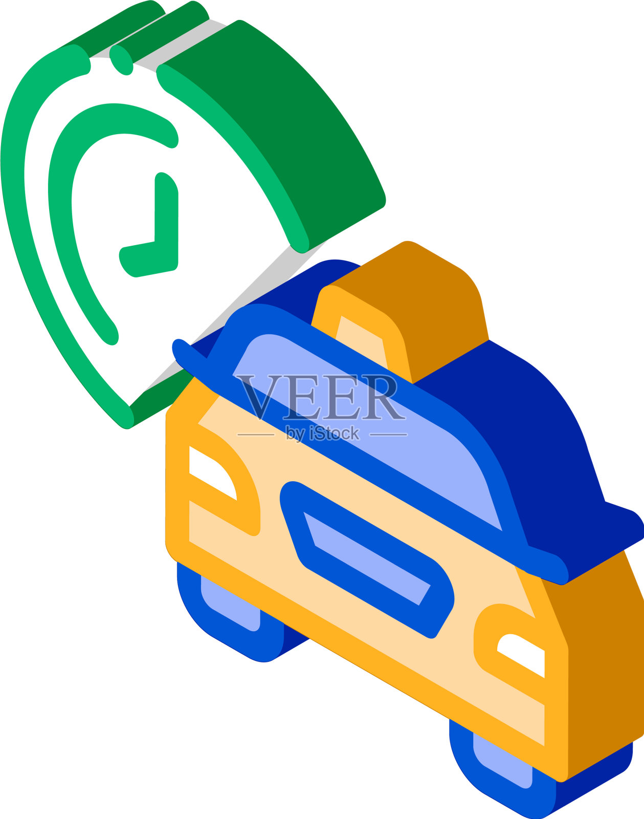 等待时间在线出租车等距图标设计元素图片