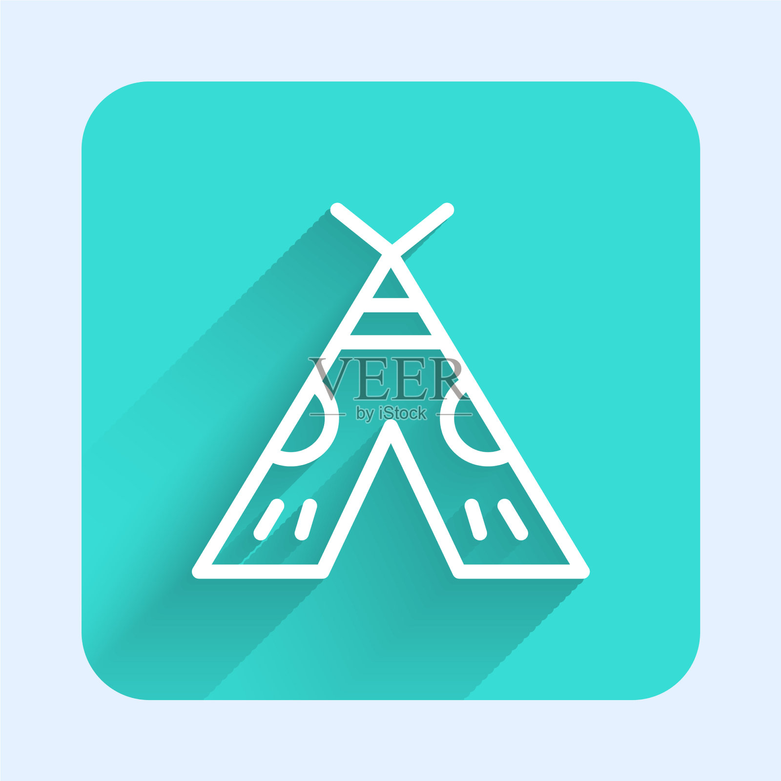 白色线条的传统印第安帐篷或棚屋图标素材