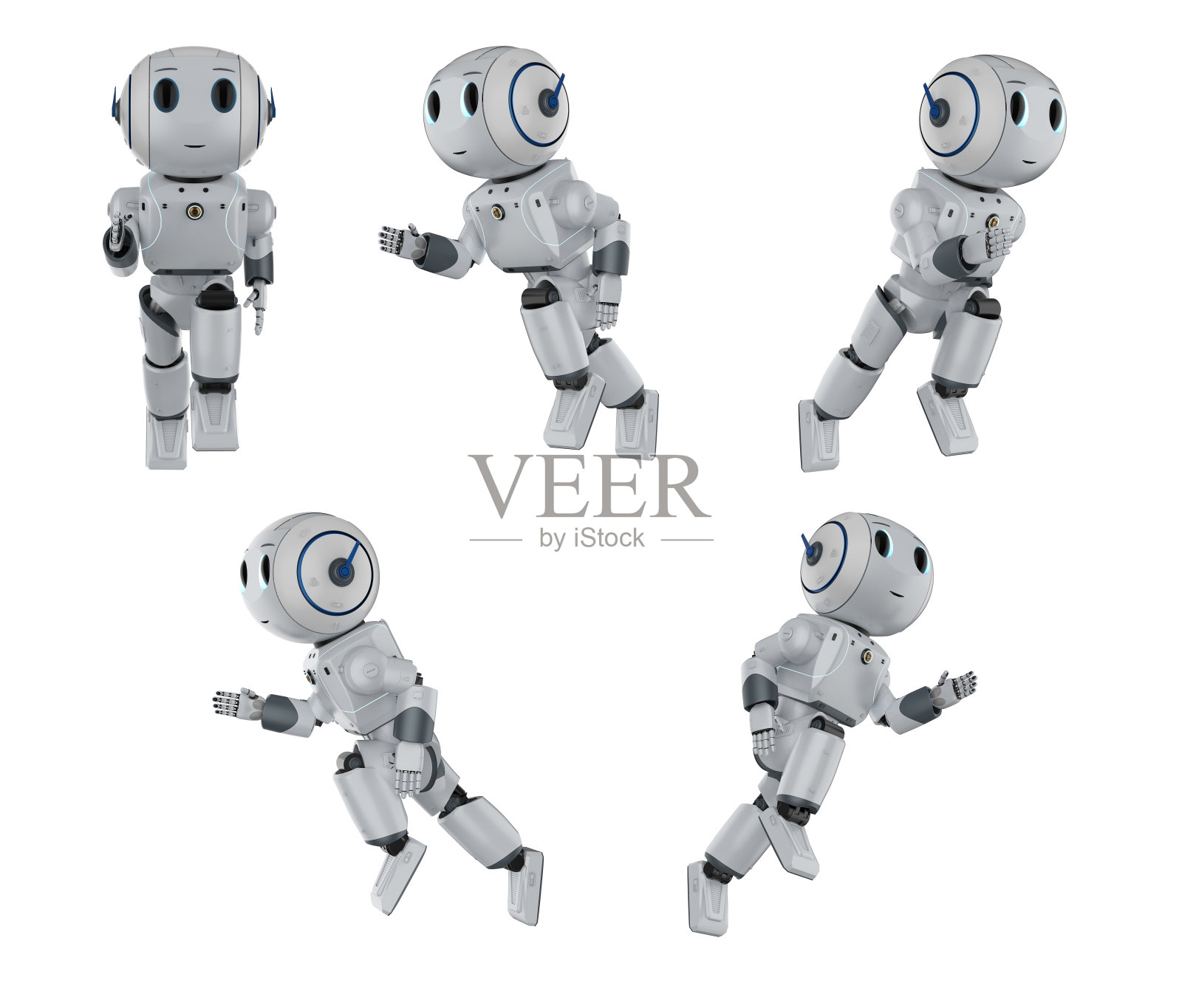 一组可爱的人工智能机器人照片摄影图片