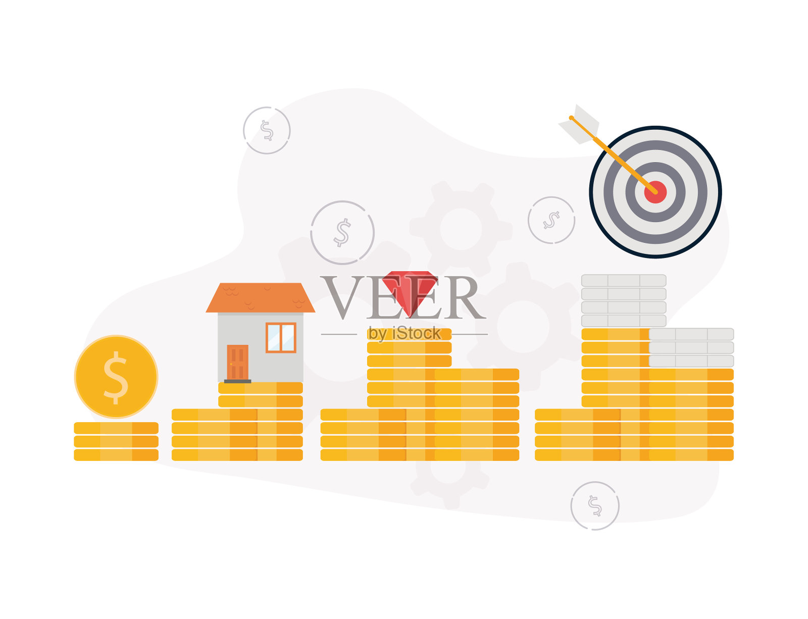 资产管理堆硬币插画图片素材