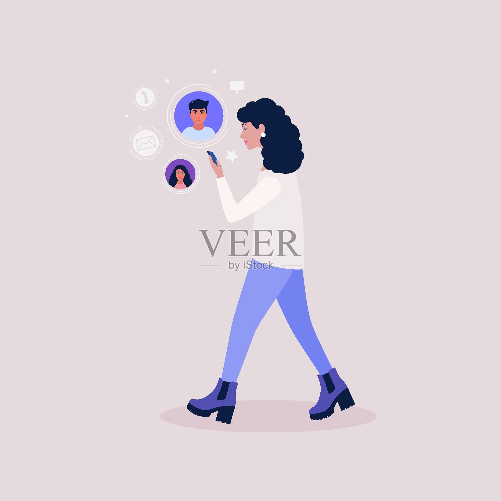 智能手机视频通话插画图片素材