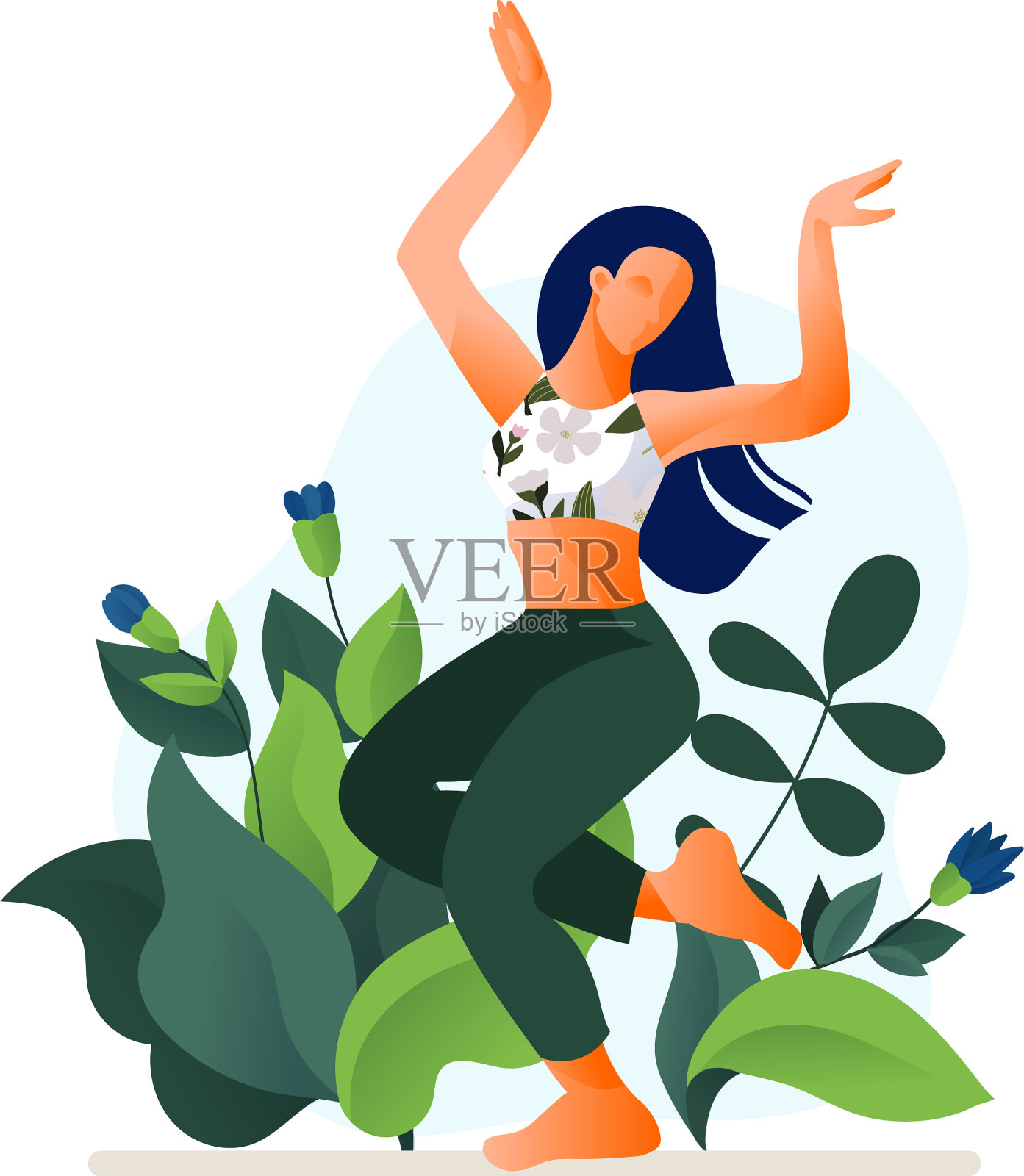 快乐的跳舞女孩或女人跳舞设计元素图片