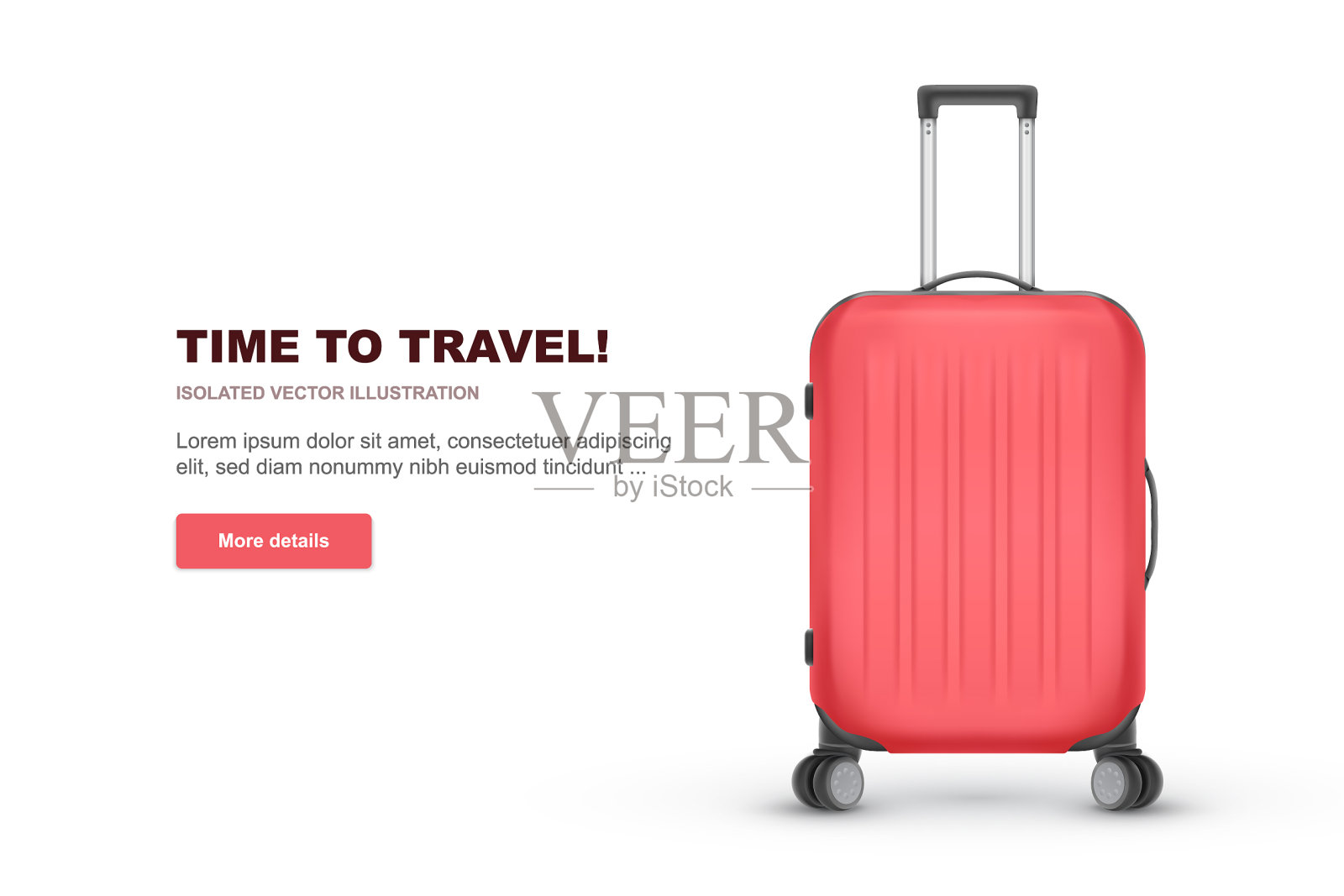 逼真的红色旅行袋塑料旅行箱插画图片素材