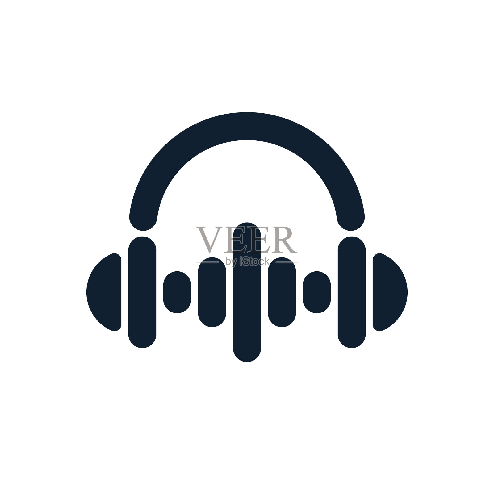 耳机最小的图标与声波图标素材