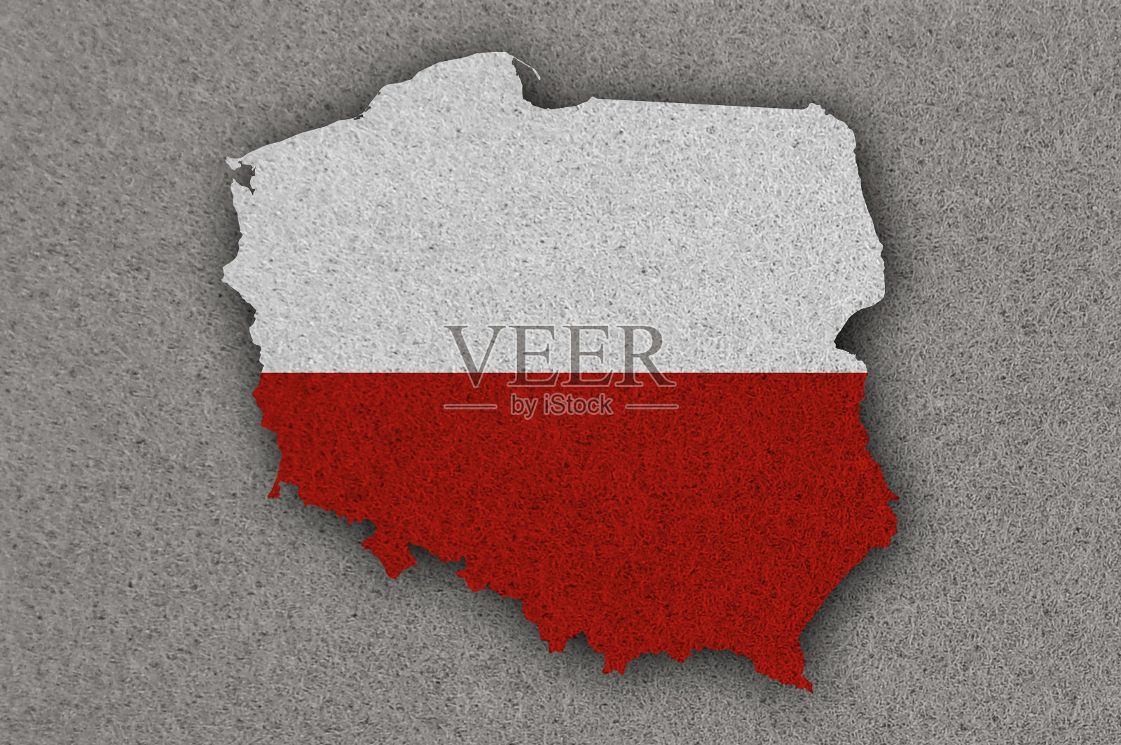 毛毡上的波兰地图和国旗插画图片素材