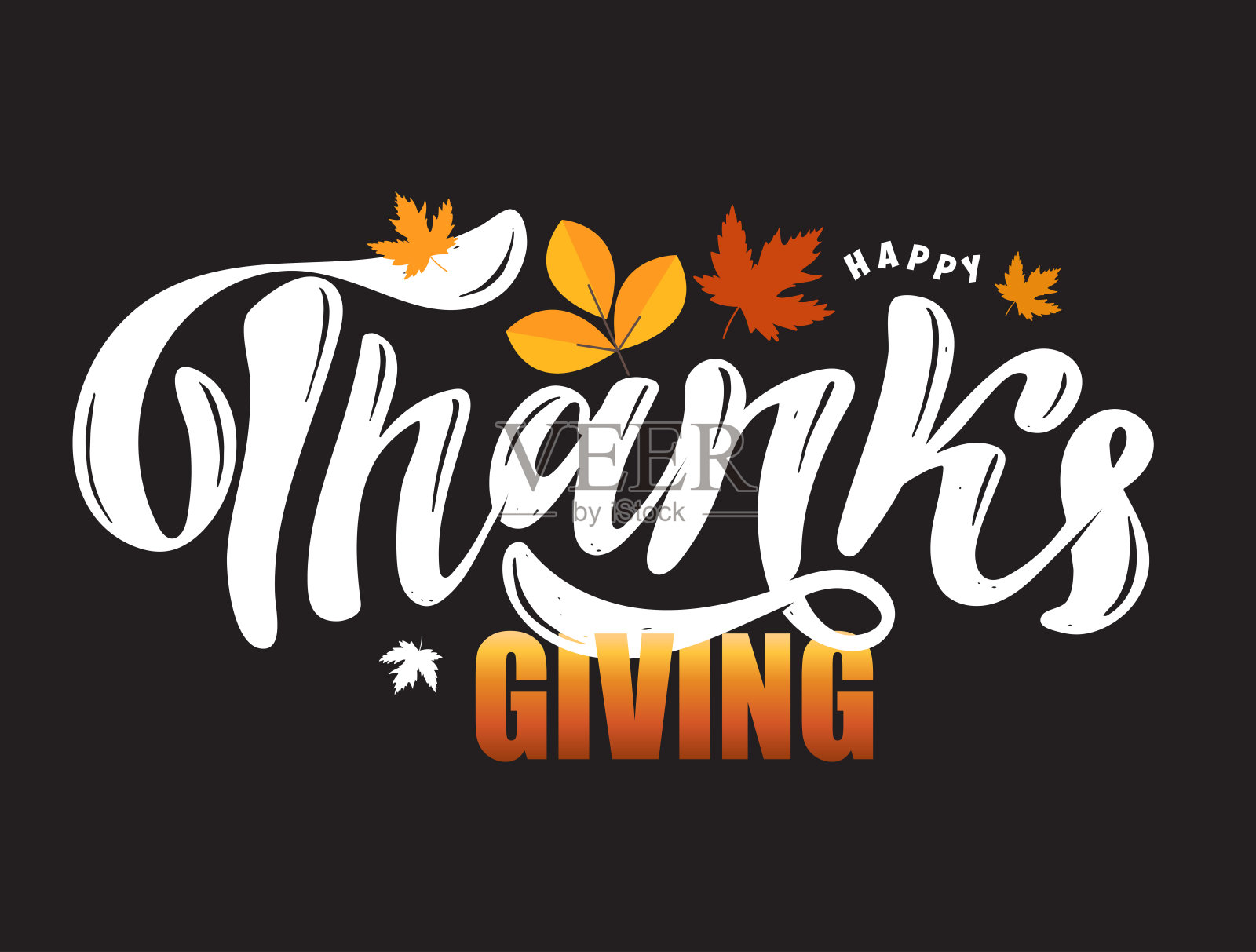 感恩节快乐可爱的手绘涂鸦字母标签。thenkful。感恩。插画图片素材