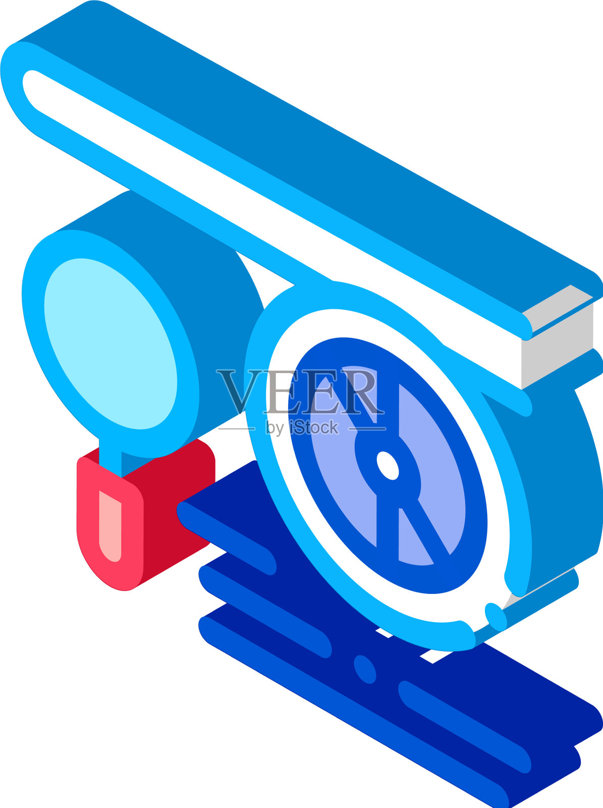 发动机放大镜等距图标设计元素图片