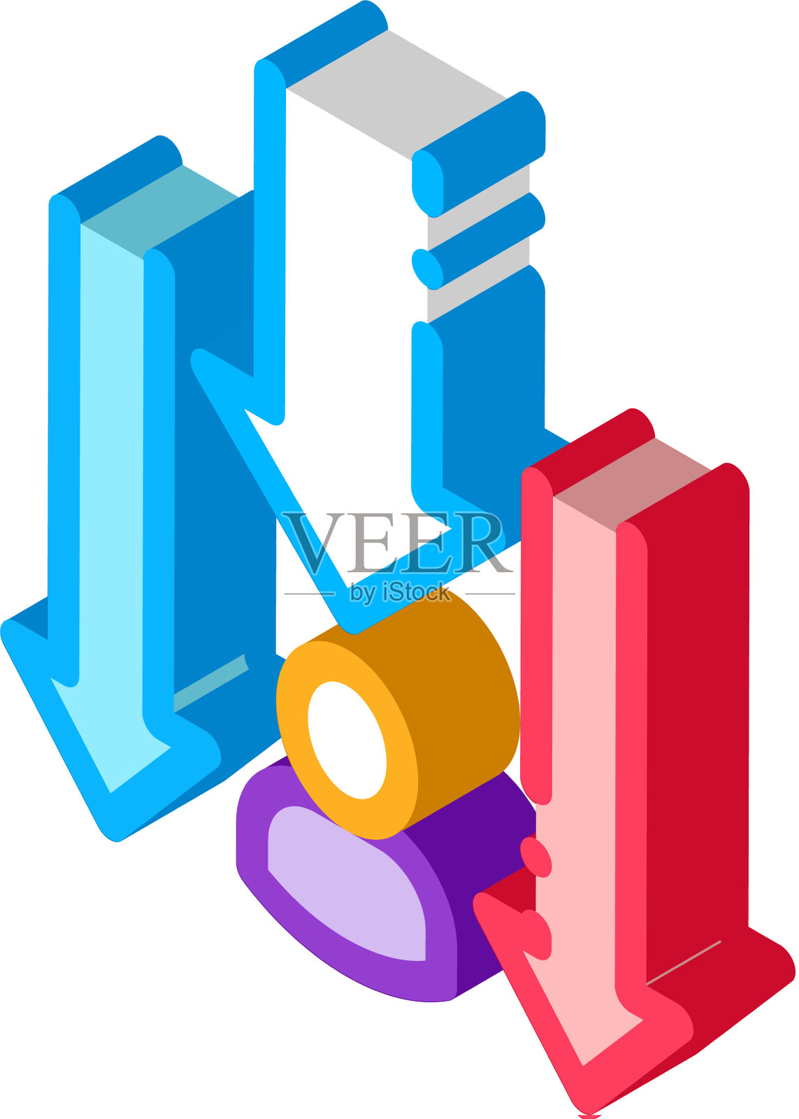 人下箭头等距图标图标素材