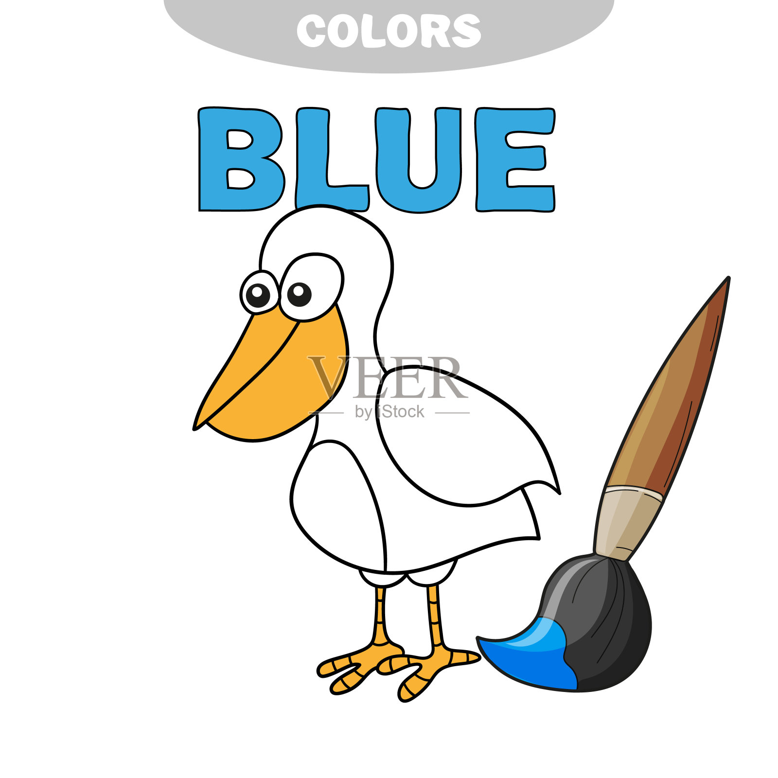 涂色书-鳍鸟。学习颜色。插画图片素材