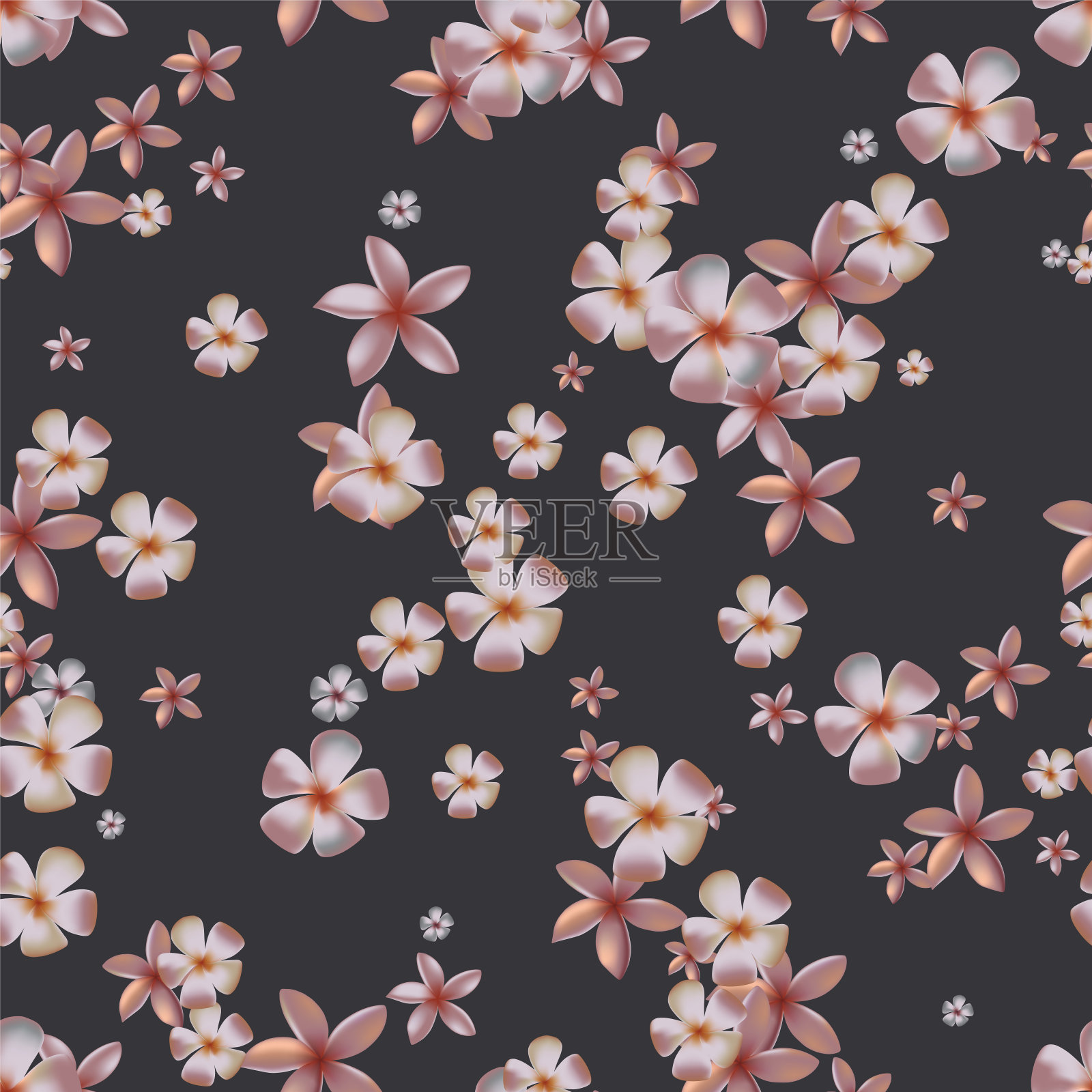 无缝模式与热带花卉插画图片素材