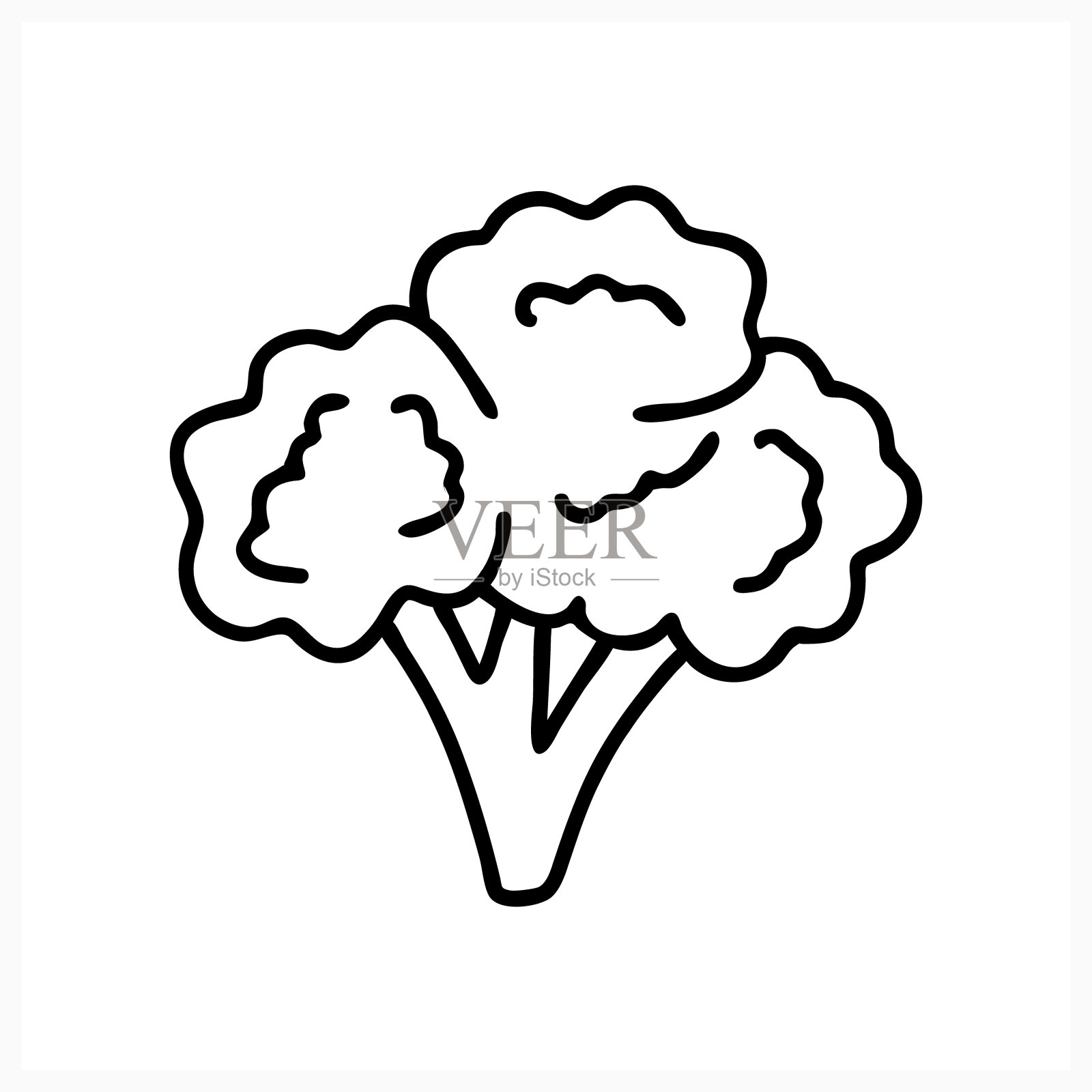 花椰菜图标孤立在白色。素描的食物。矢量插图。每股收益10插画图片素材