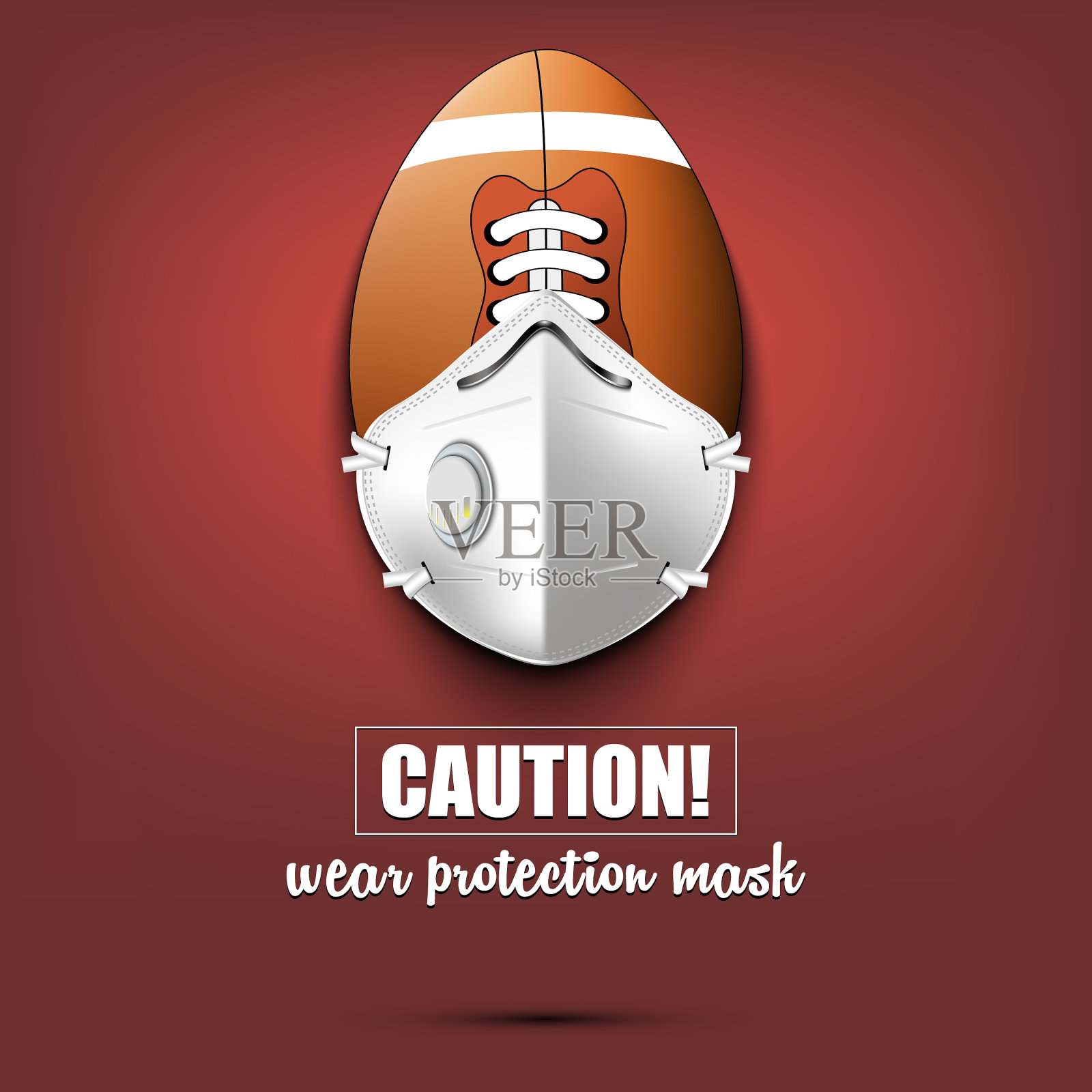 带着防护面具的足球插画图片素材