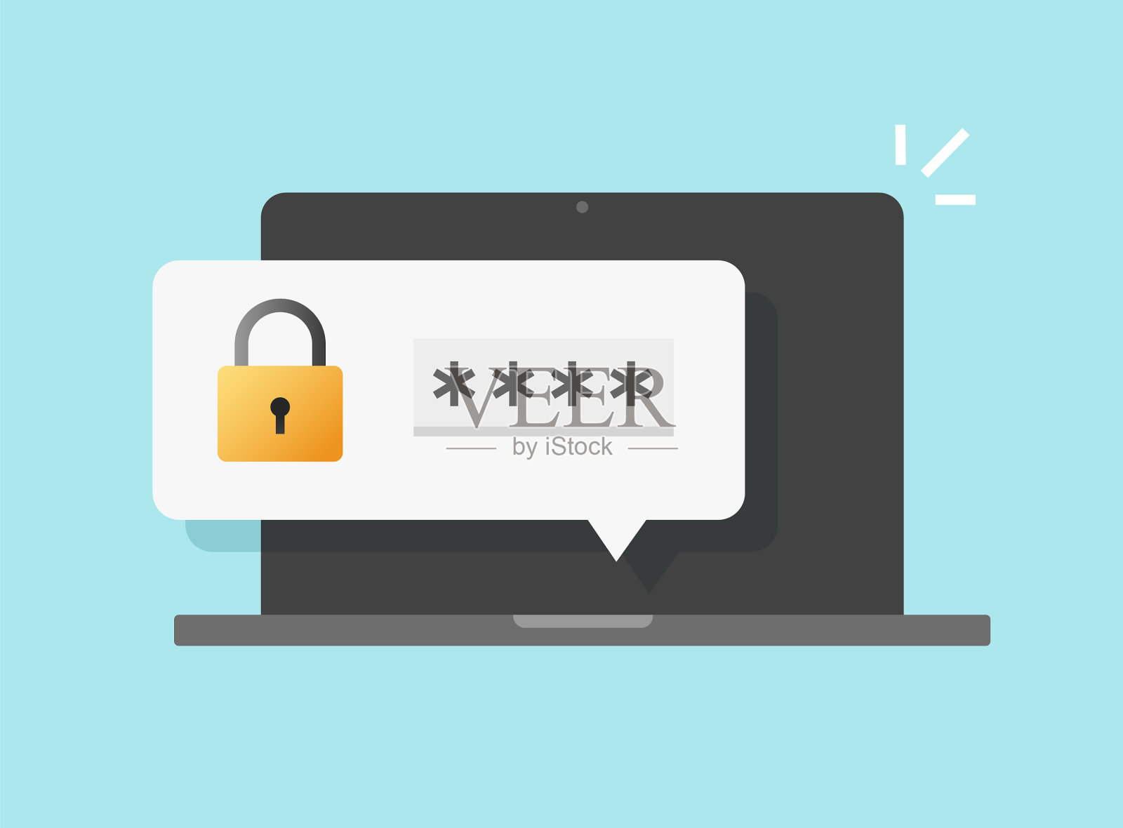 笔记本电脑密码安全访问推送通知插画图片素材