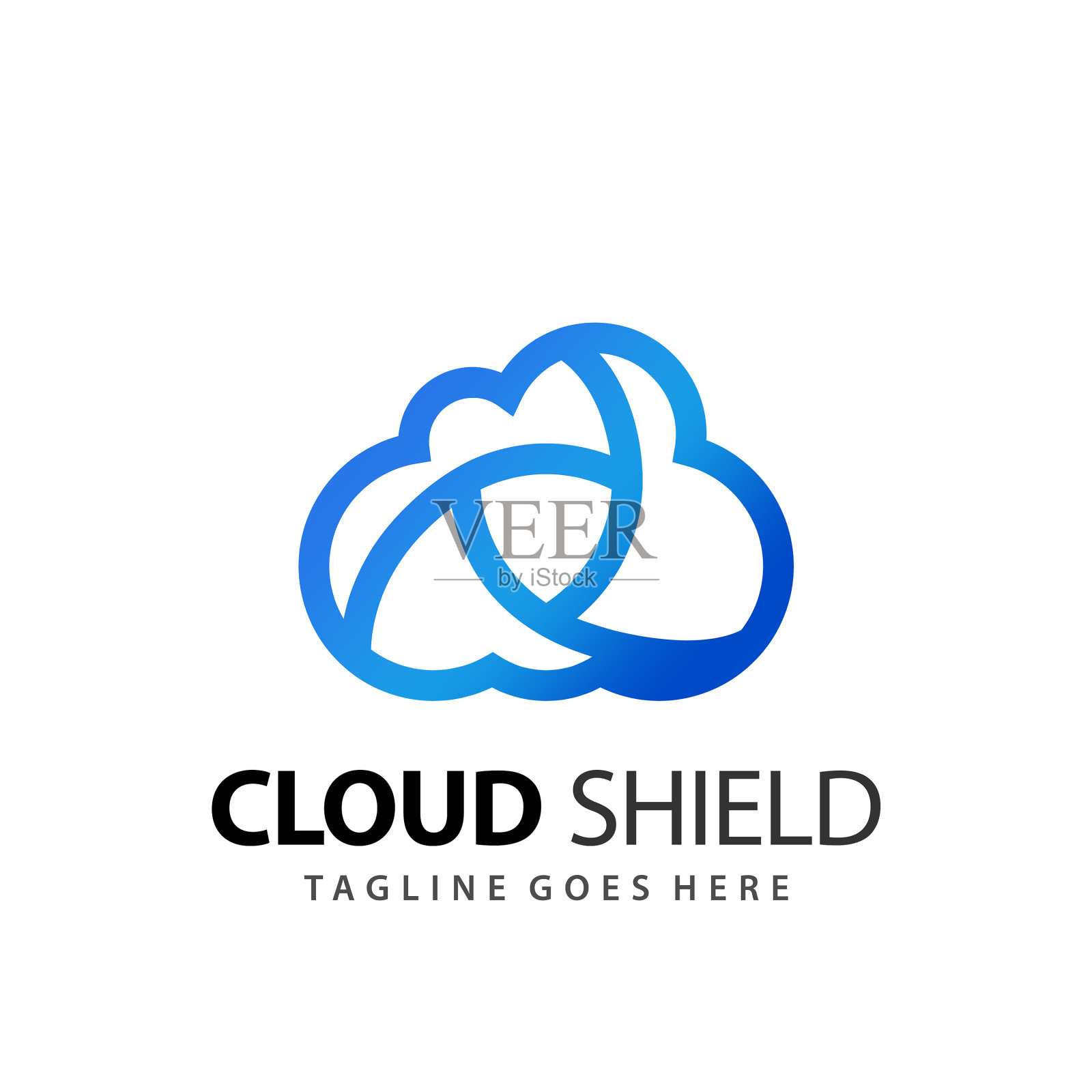 抽象渐变云盾标志设计插画图片素材