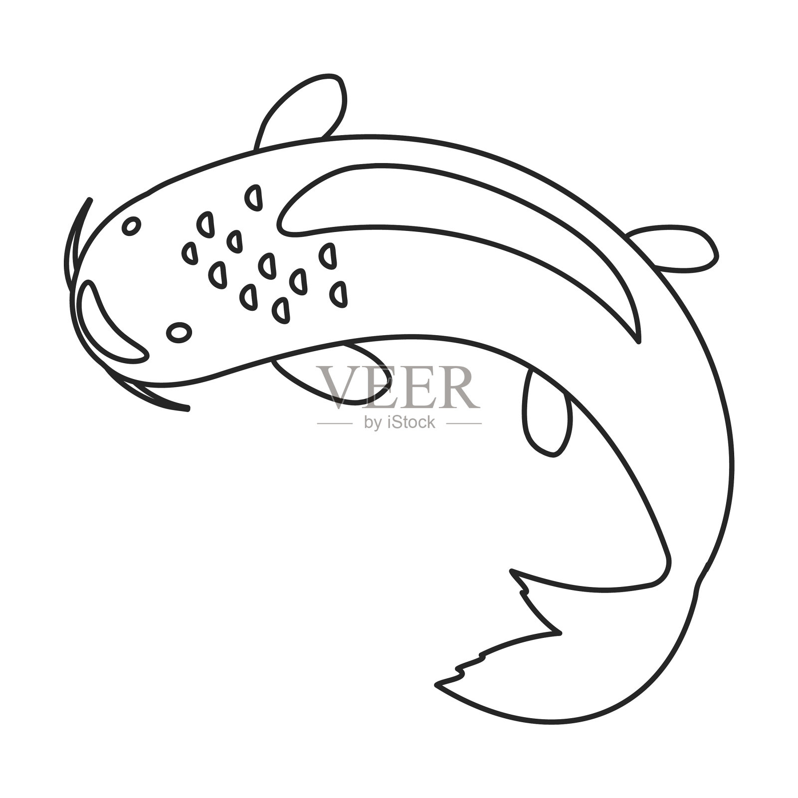 鲤鱼iconline图标孤立上插画图片素材