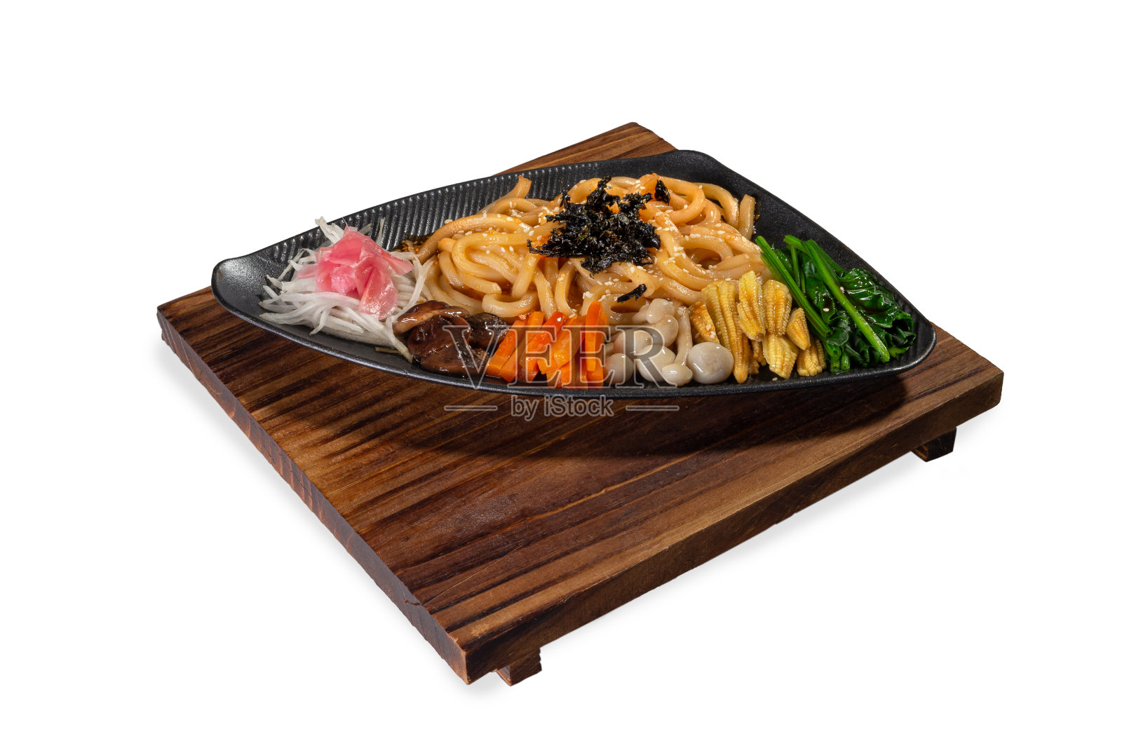 素食日式乌冬面沙拉照片摄影图片