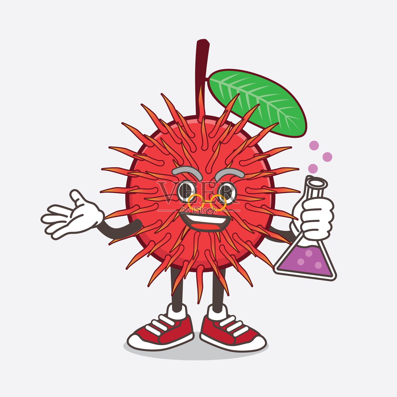 红毛丹水果卡通吉祥物教授角色插画图片素材