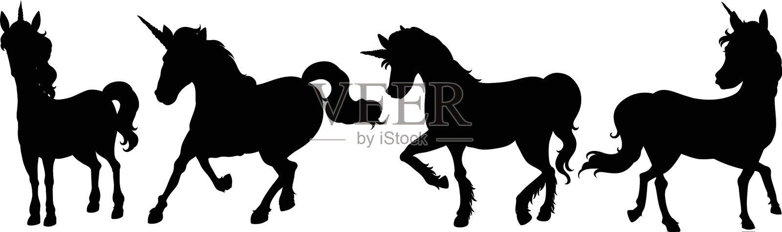 设置独角兽轮廓设计元素图片