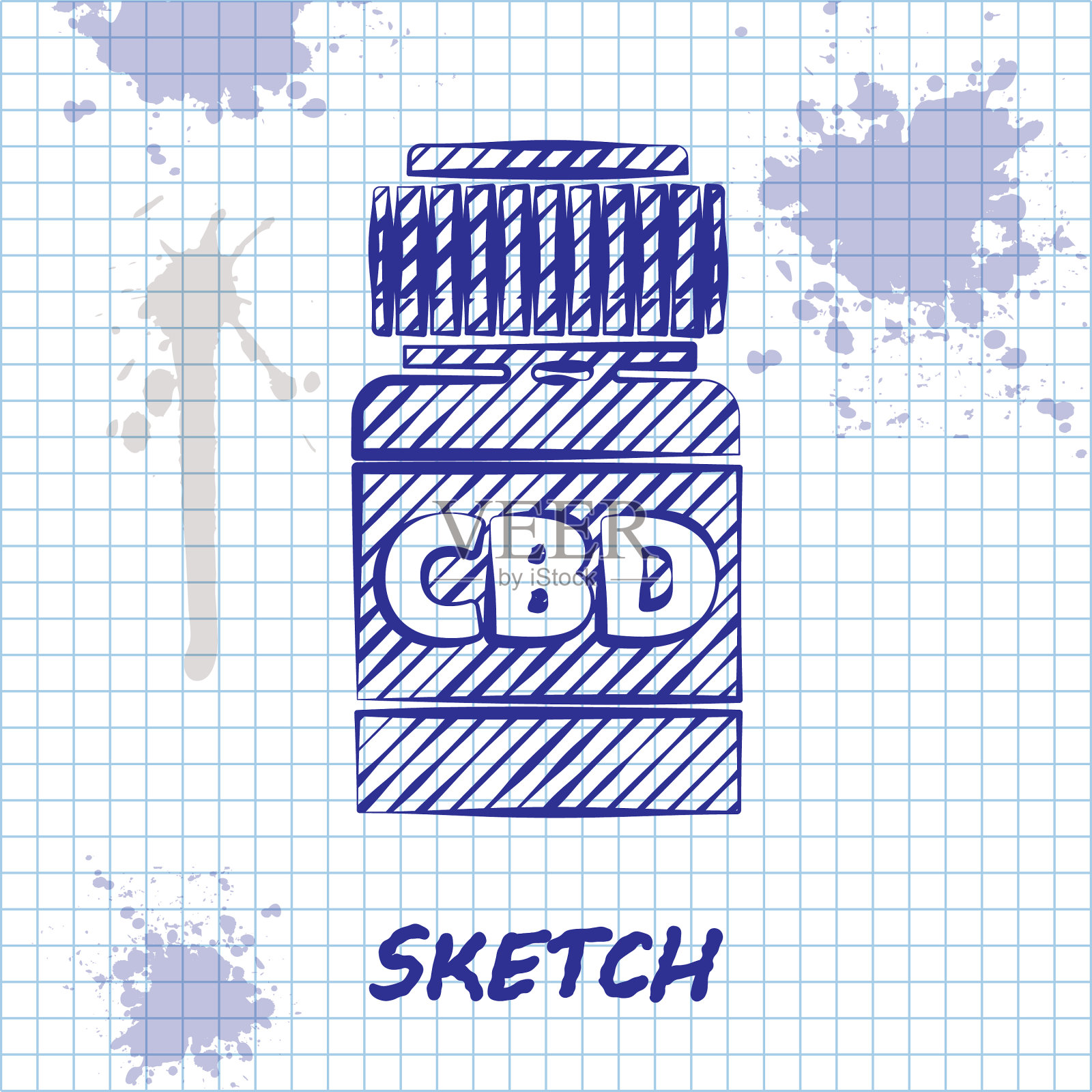 素描线药瓶与大麻或插画图片素材