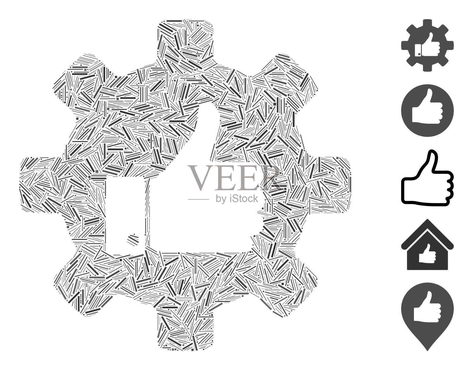 Dash拼贴齿轮拇指向上图标图标素材