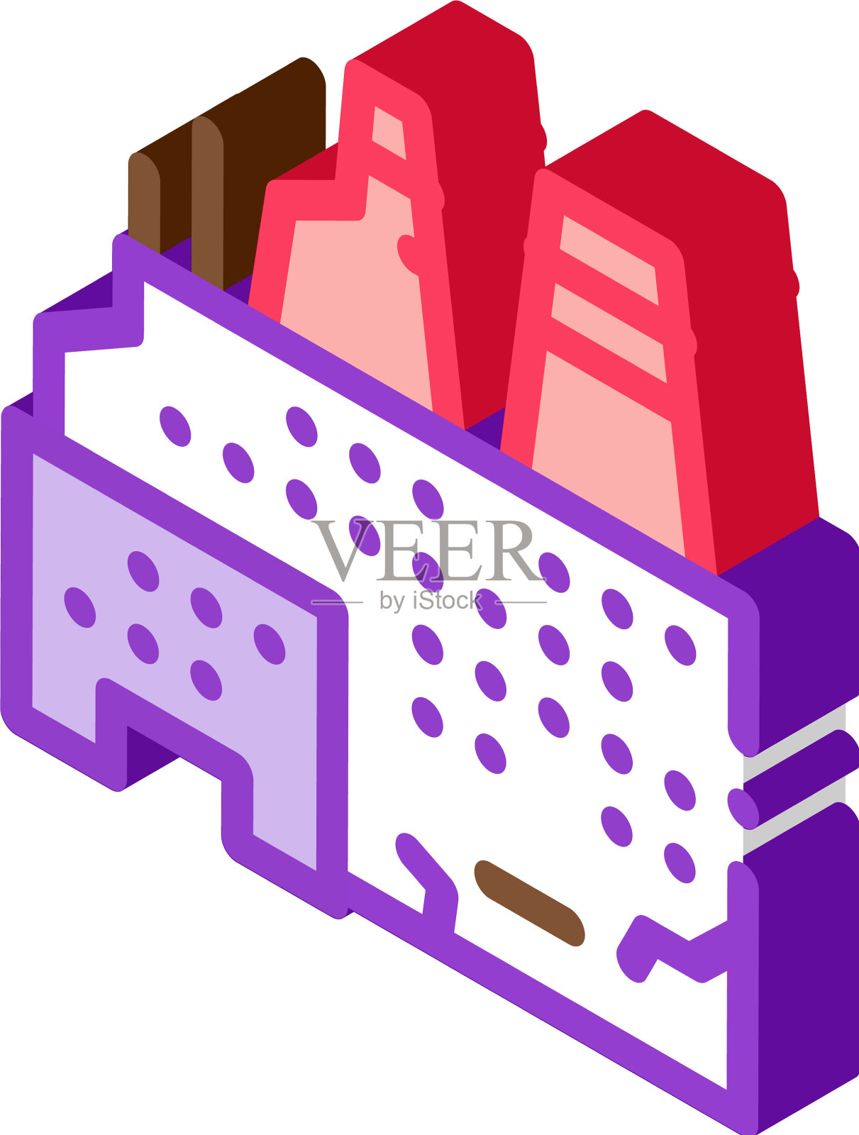 被摧毁的核电站的等距图标设计元素图片