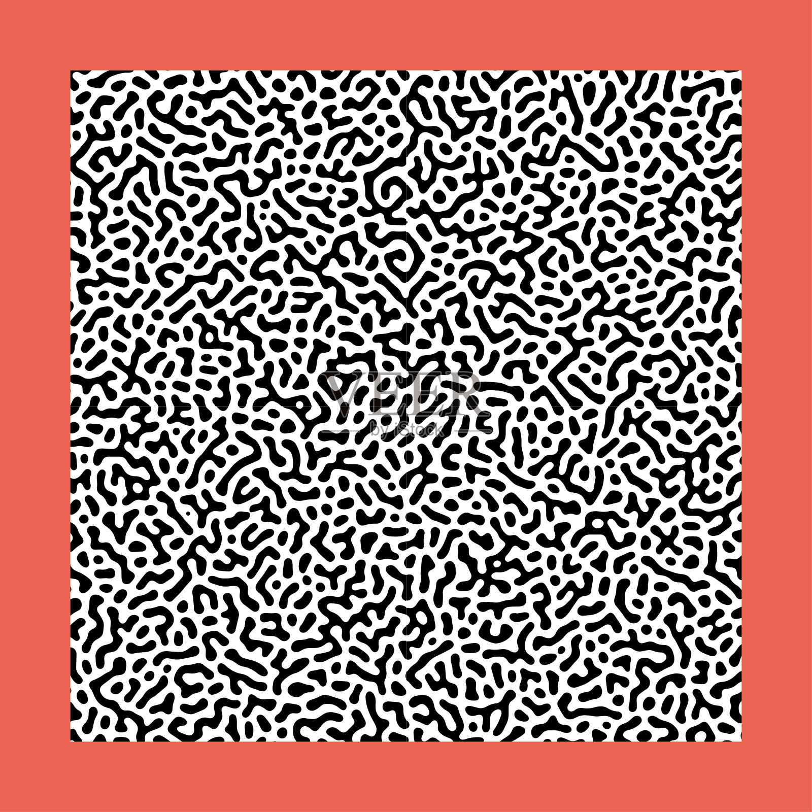 由类似迷宫或珊瑚图案的反应扩散系统引起的无缝反应扩散或图灵图案矢量设计。有机和生物化学反应模式插画图片素材