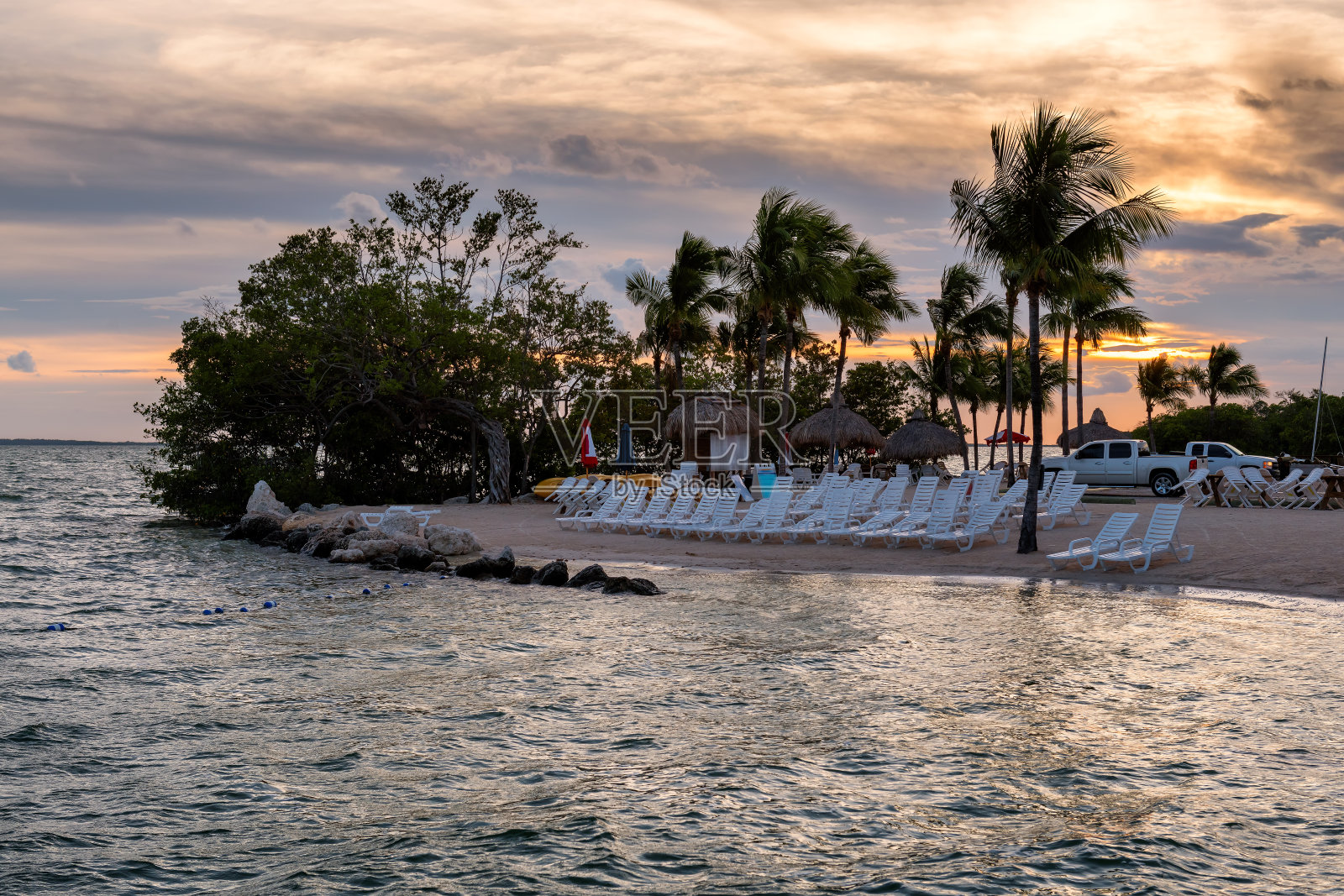 佛罗里达海滩的日落照片摄影图片