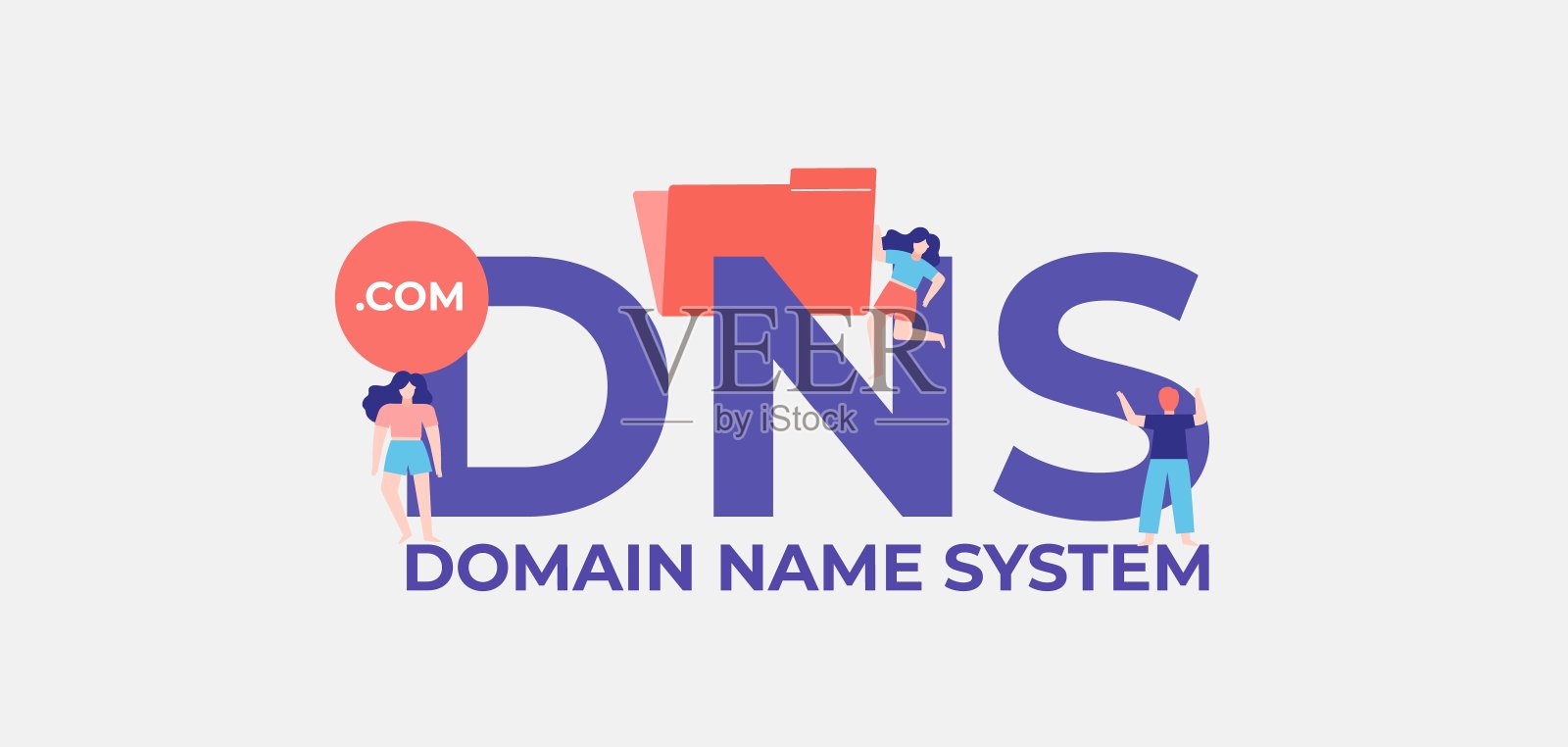 DNS域名系统。数字图形脚本和业务监控接口编程和编码技术。插画图片素材