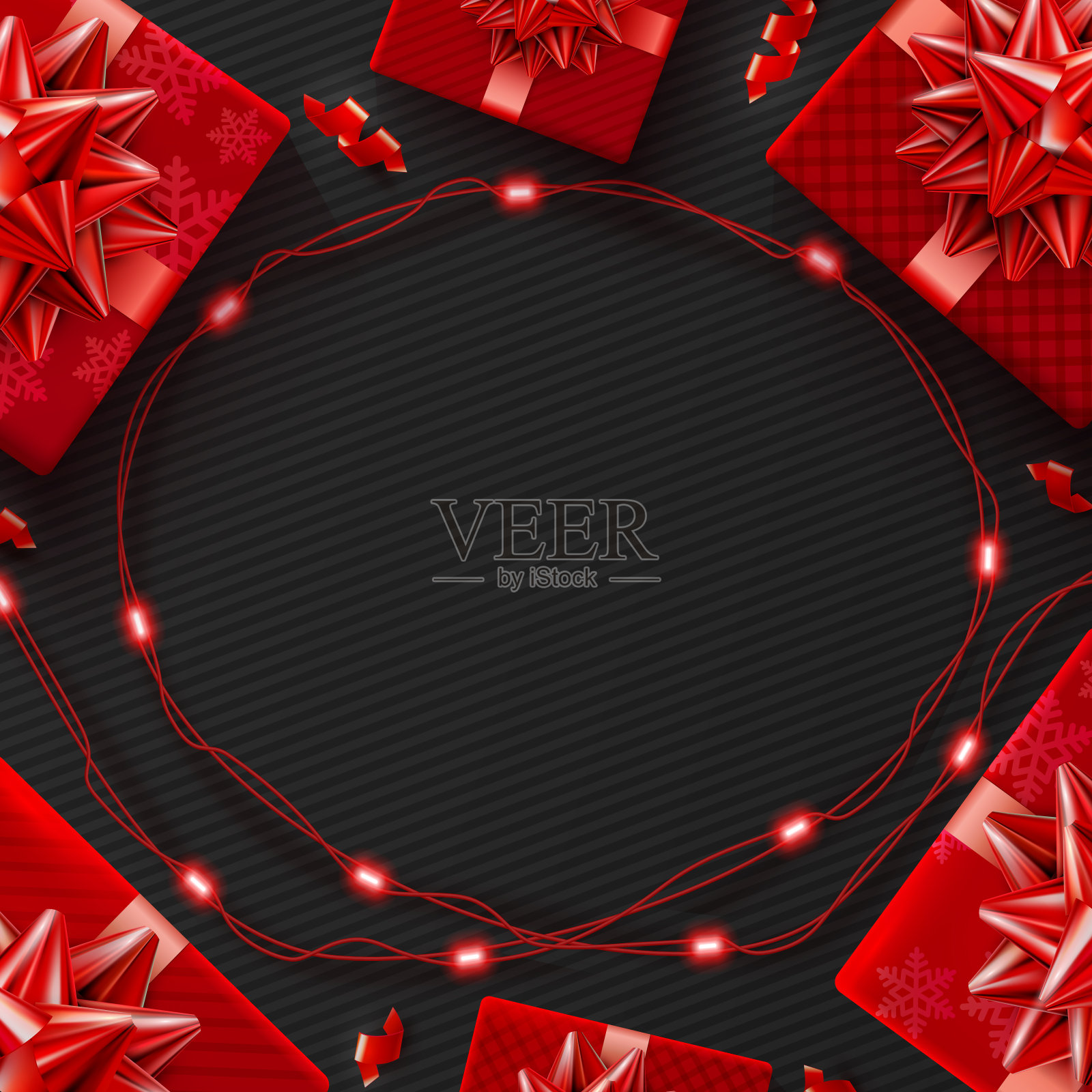 黑色星期五超级促销海报和逼真的红色礼盒插画图片素材