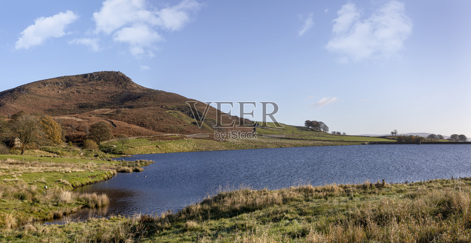 约克郡,沃菲戴尔,恩拜斯岩和水库照片摄影图片
