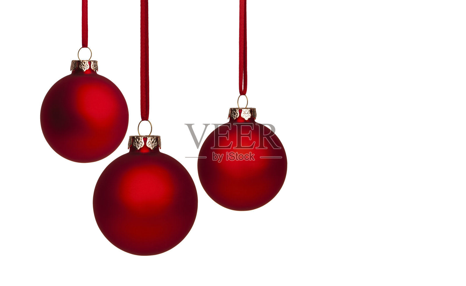 三个红色圣诞球照片摄影图片