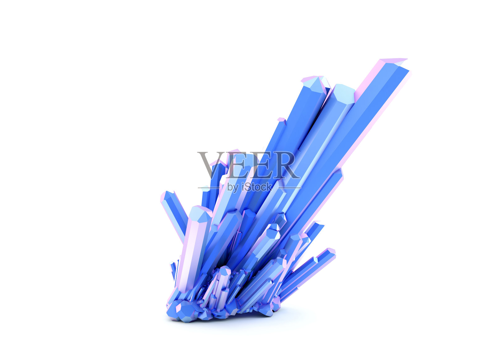 天然生蓝色水晶。三维渲染照片摄影图片