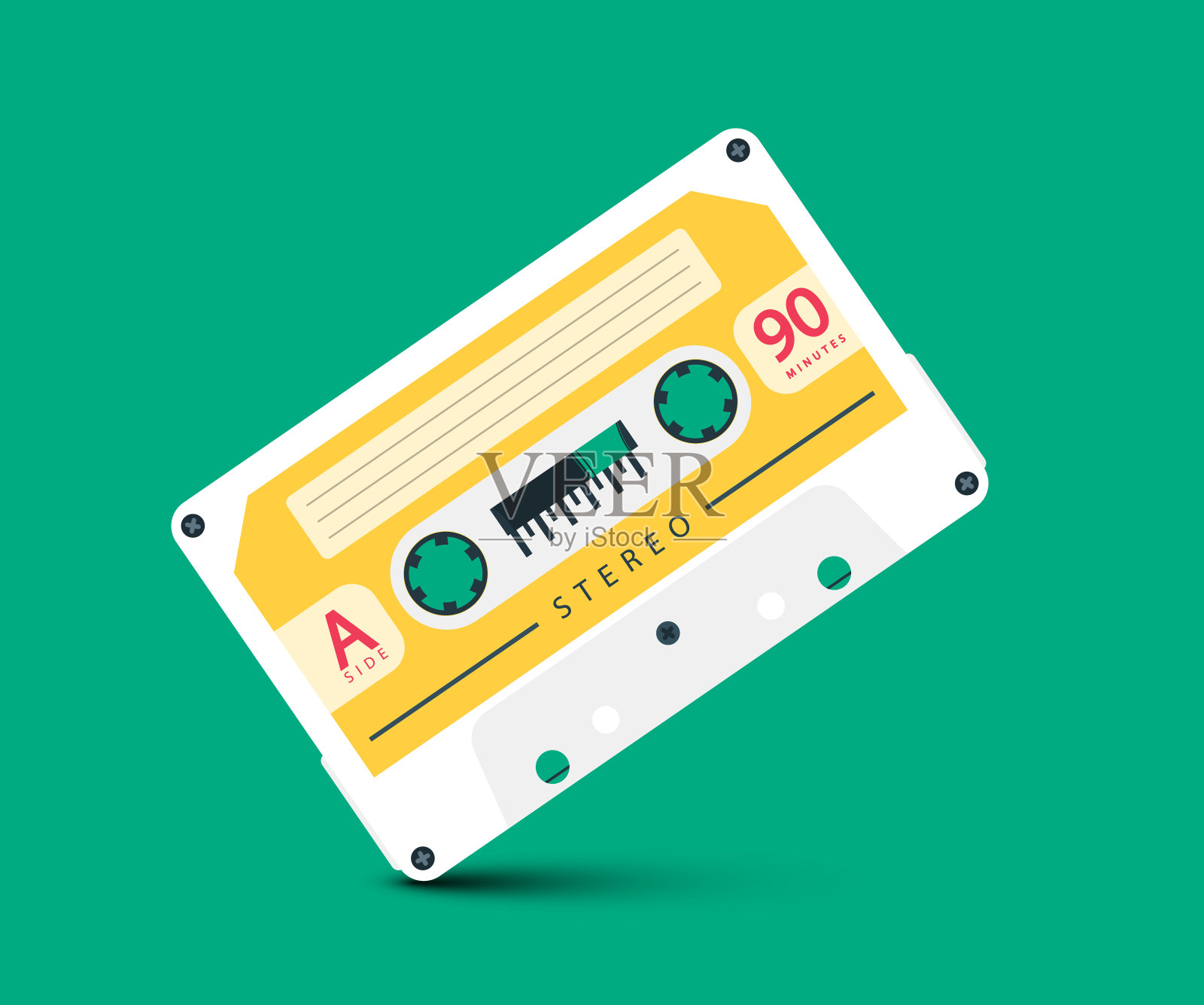 白色复古磁带插画图片素材