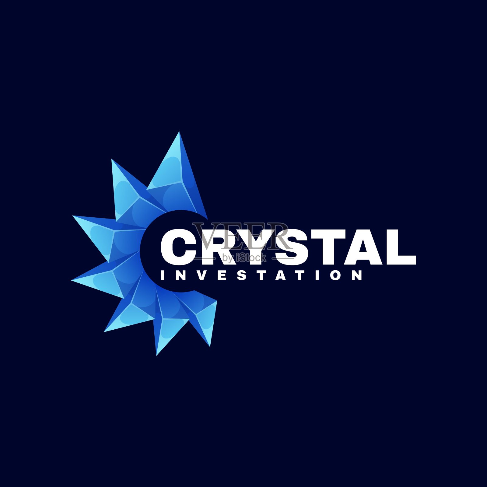 矢量插图水晶梯度彩色风格。插画图片素材