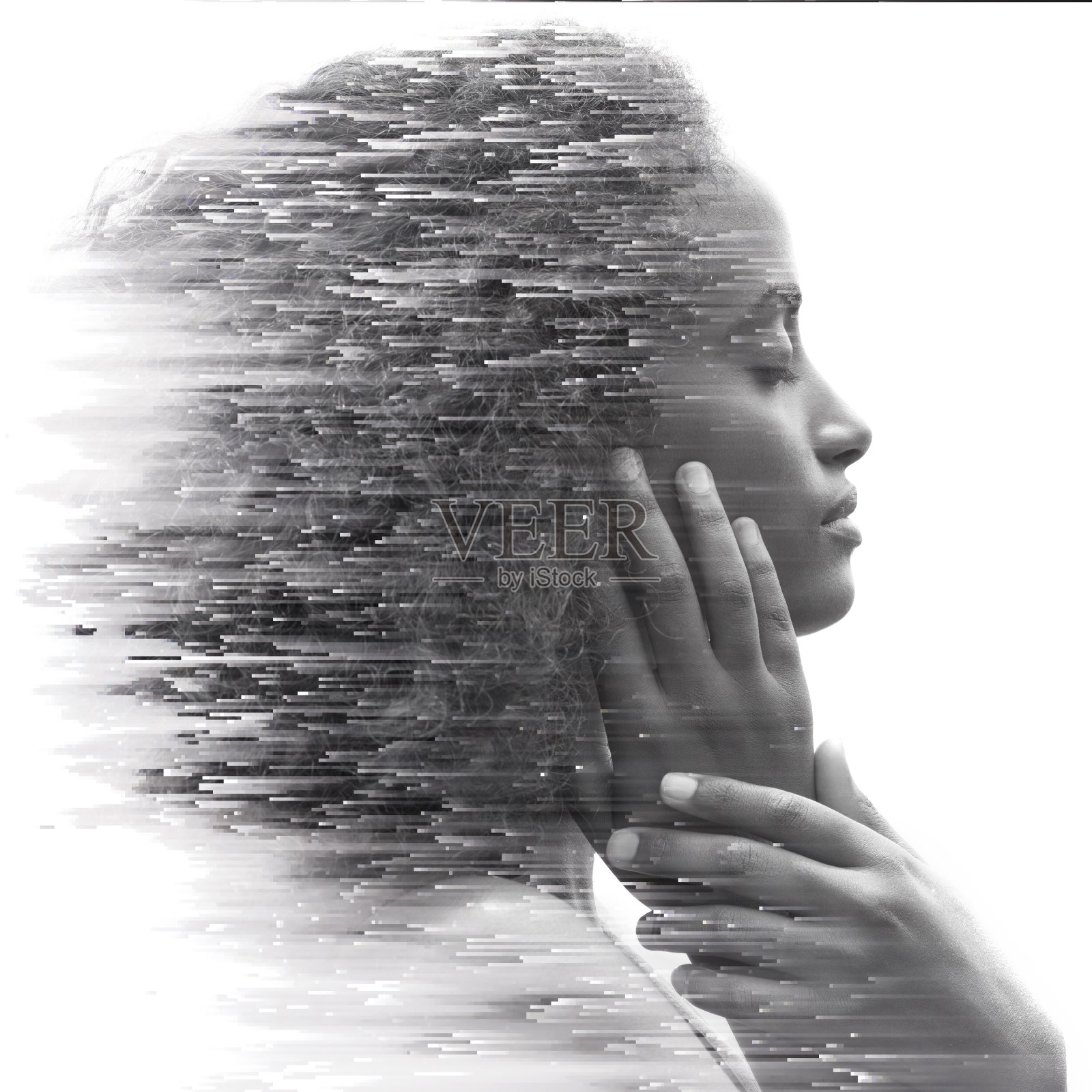 肖像结合数字插图照片摄影图片