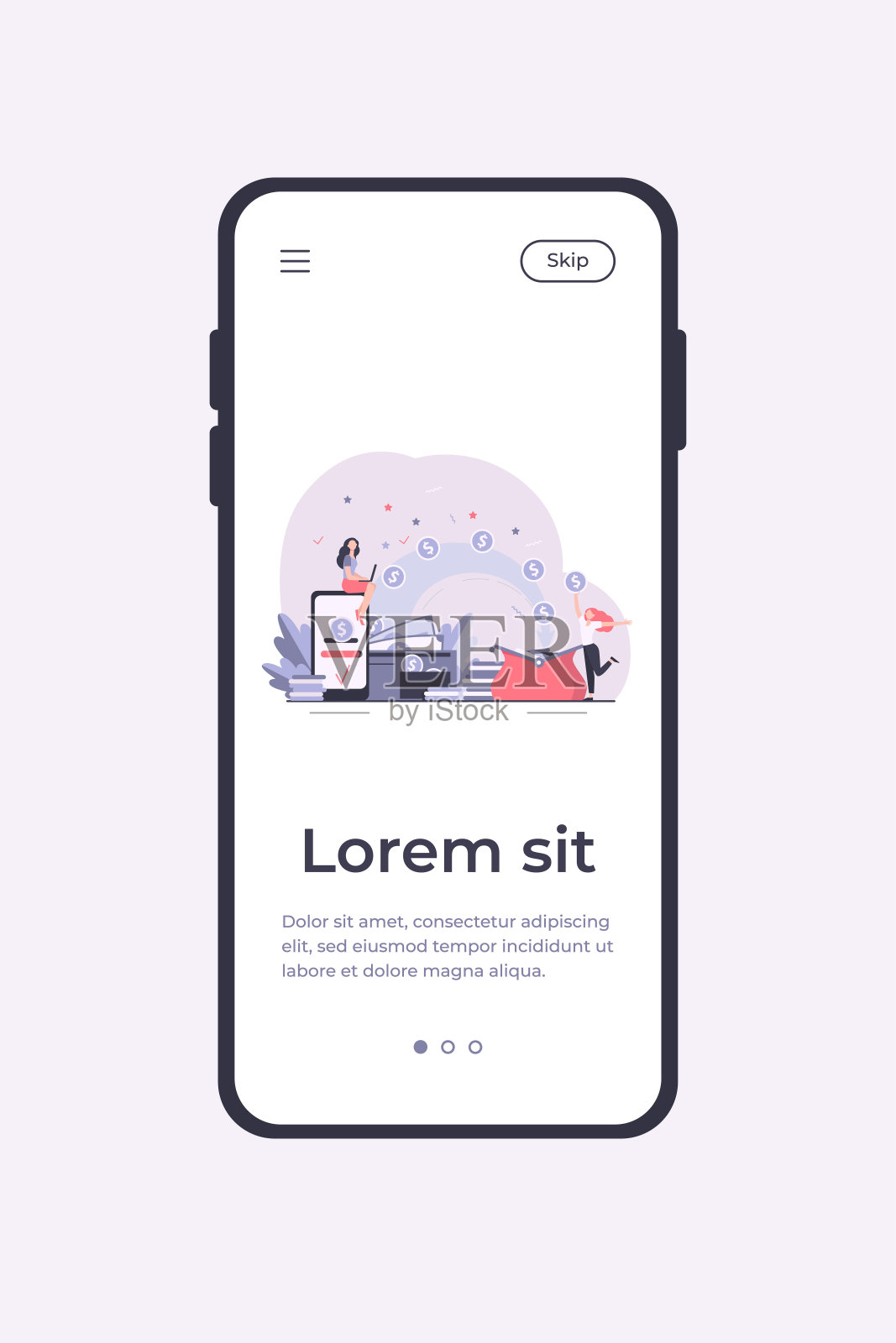 程式化的人们发送付款和接收钱插画图片素材