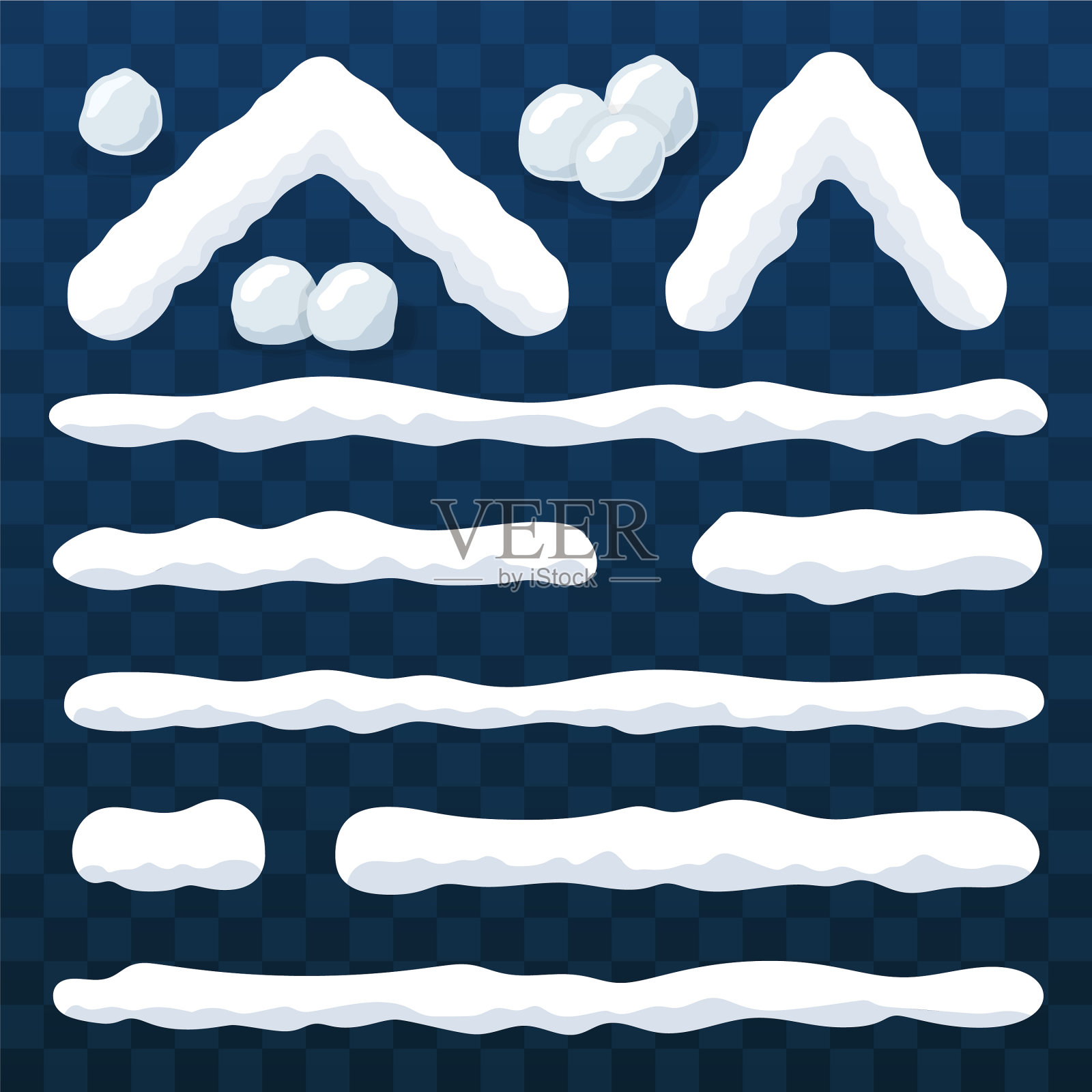 雪冰集冬岩帽设计白蓝色插画图片素材