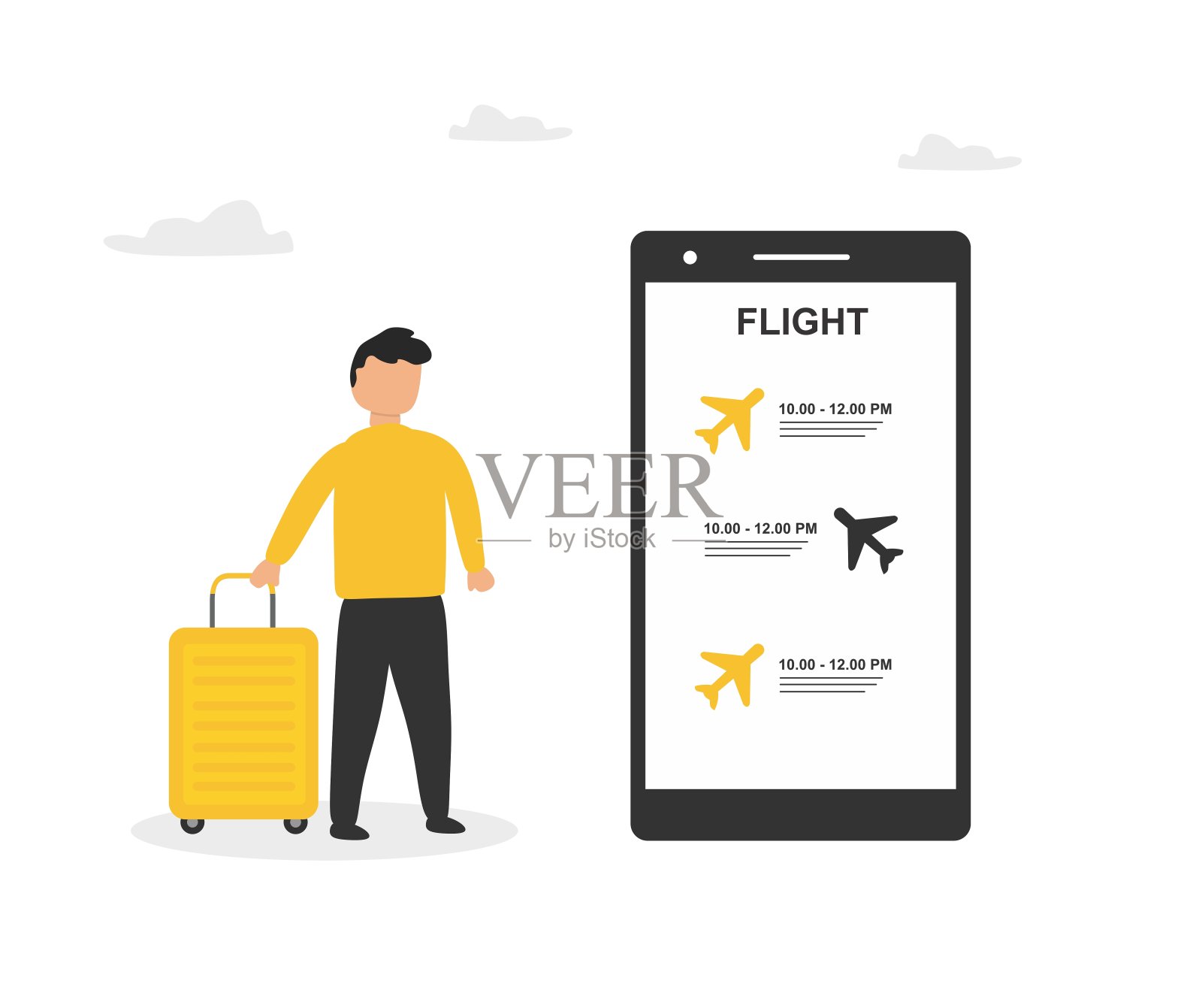 关于机票预订概念说明的设计插画图片素材