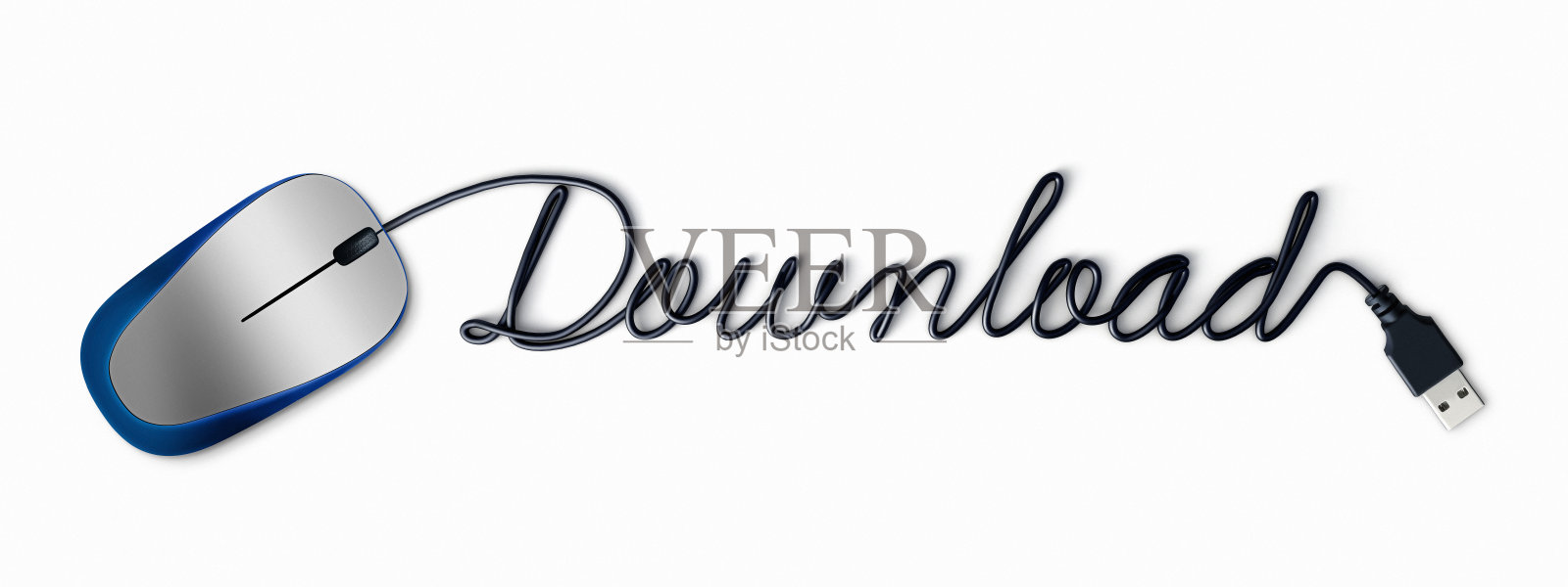 下载用一根鼠标电线写的。3 d演示。照片摄影图片