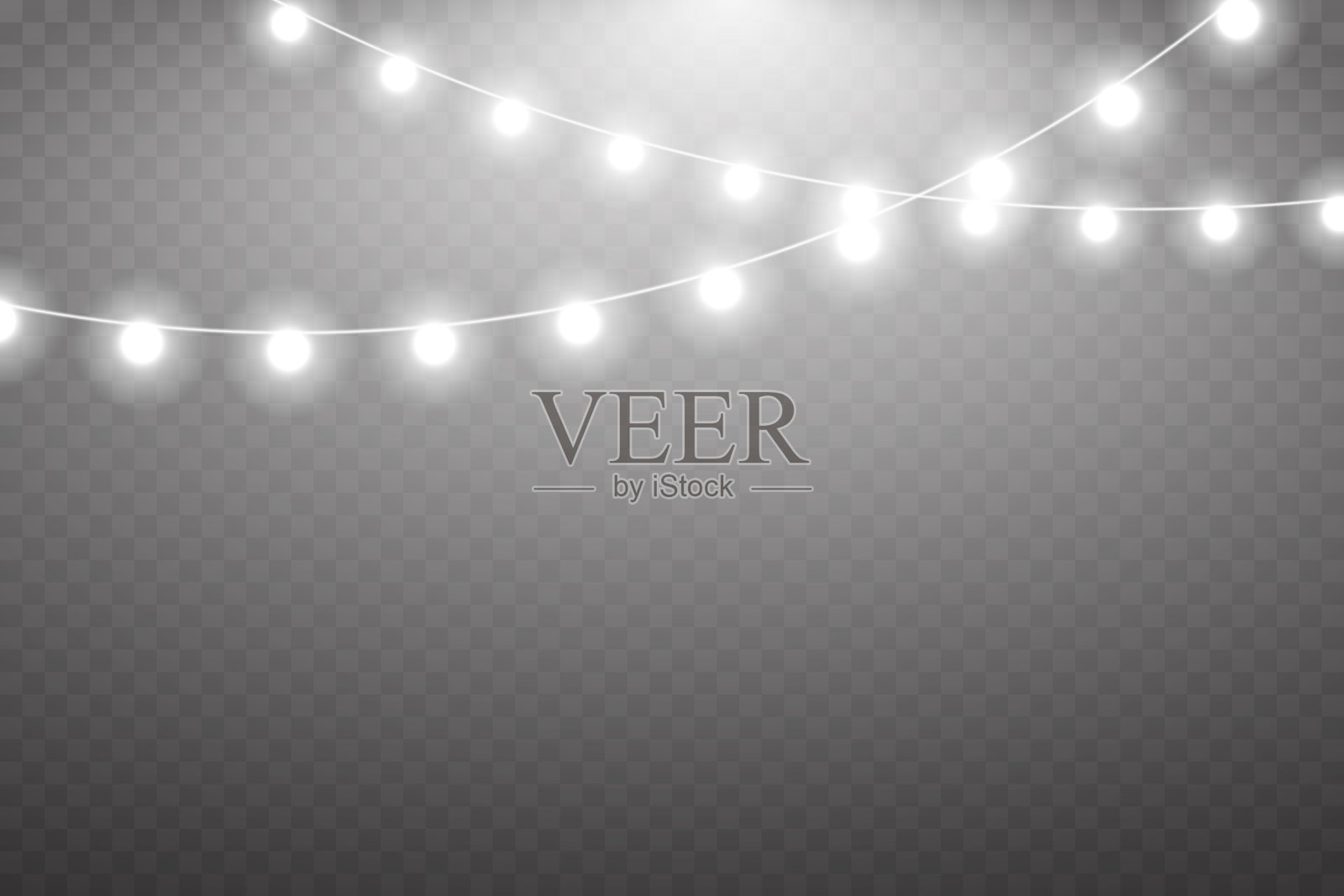 圣诞灯孤立在透明的背景。圣诞装饰真实感发光的花环。花环装饰。设计元素图片