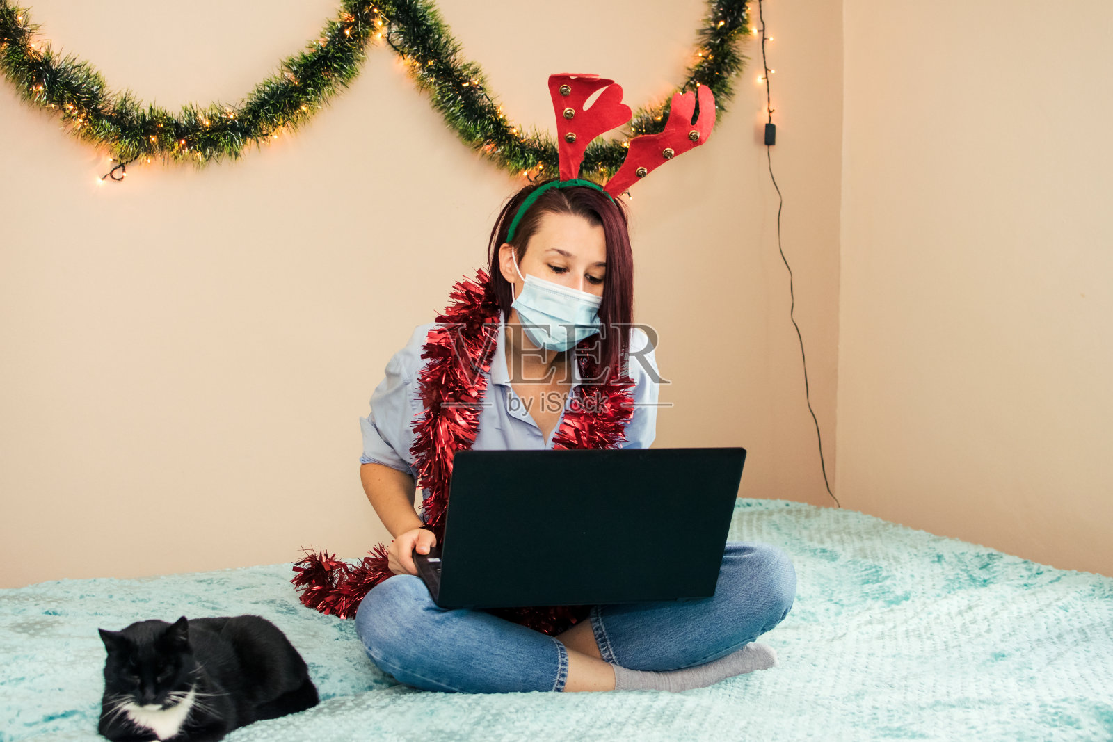 圣诞网上家庭祝贺股票照片照片摄影图片