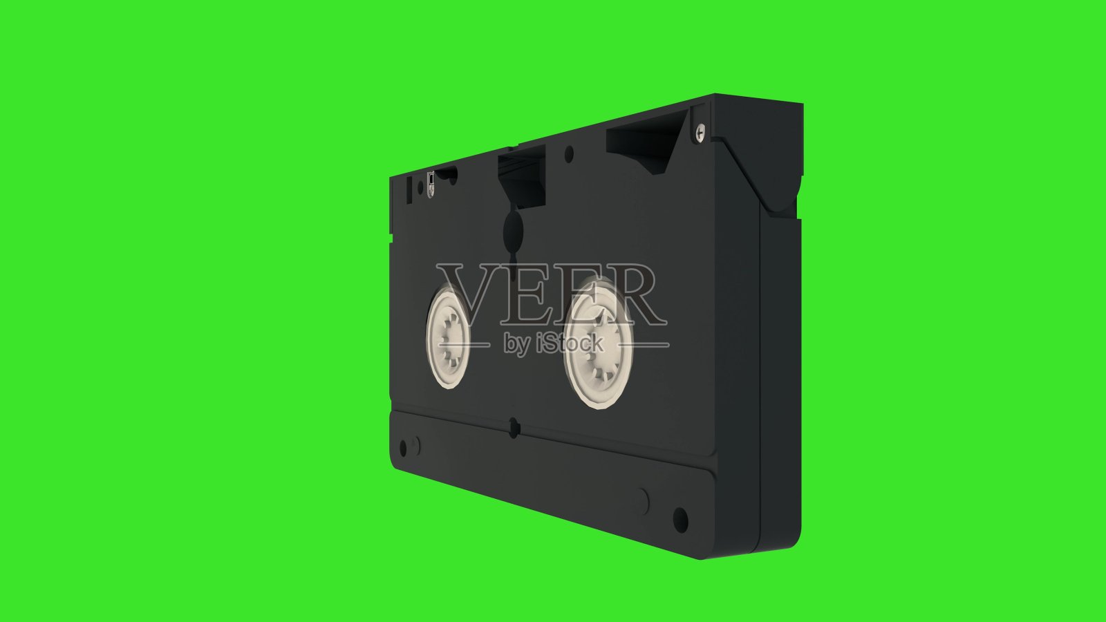 VHS磁带。录像带隔离在绿色屏幕上。三维渲染照片摄影图片
