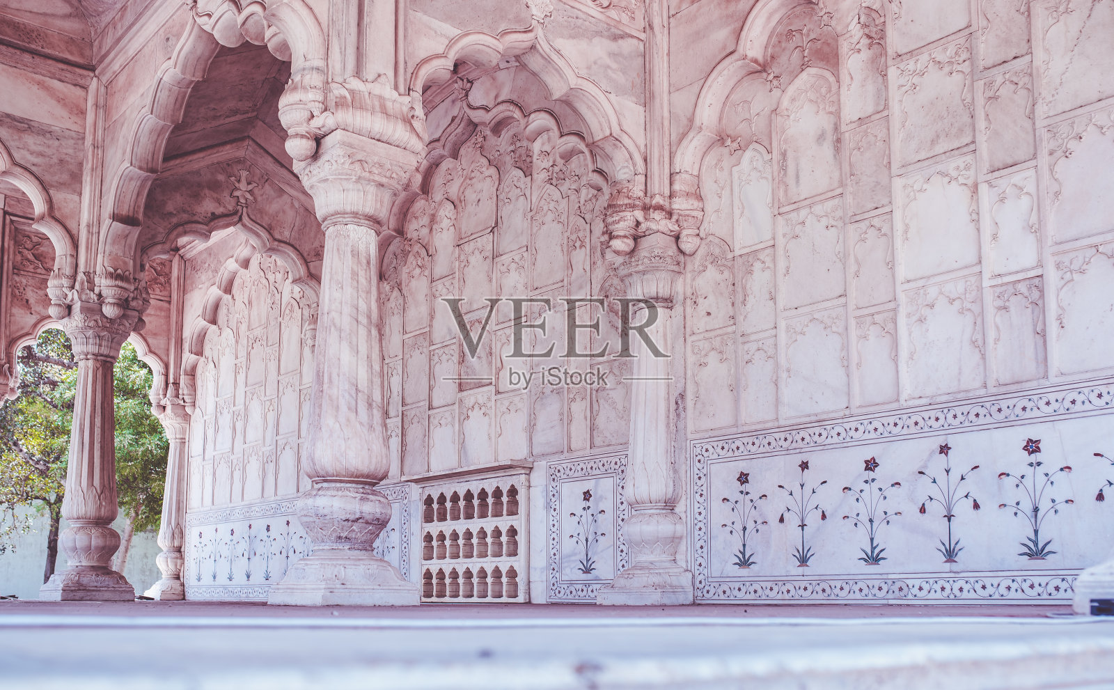 印度德里红堡的白色大理石宫殿。照片摄影图片